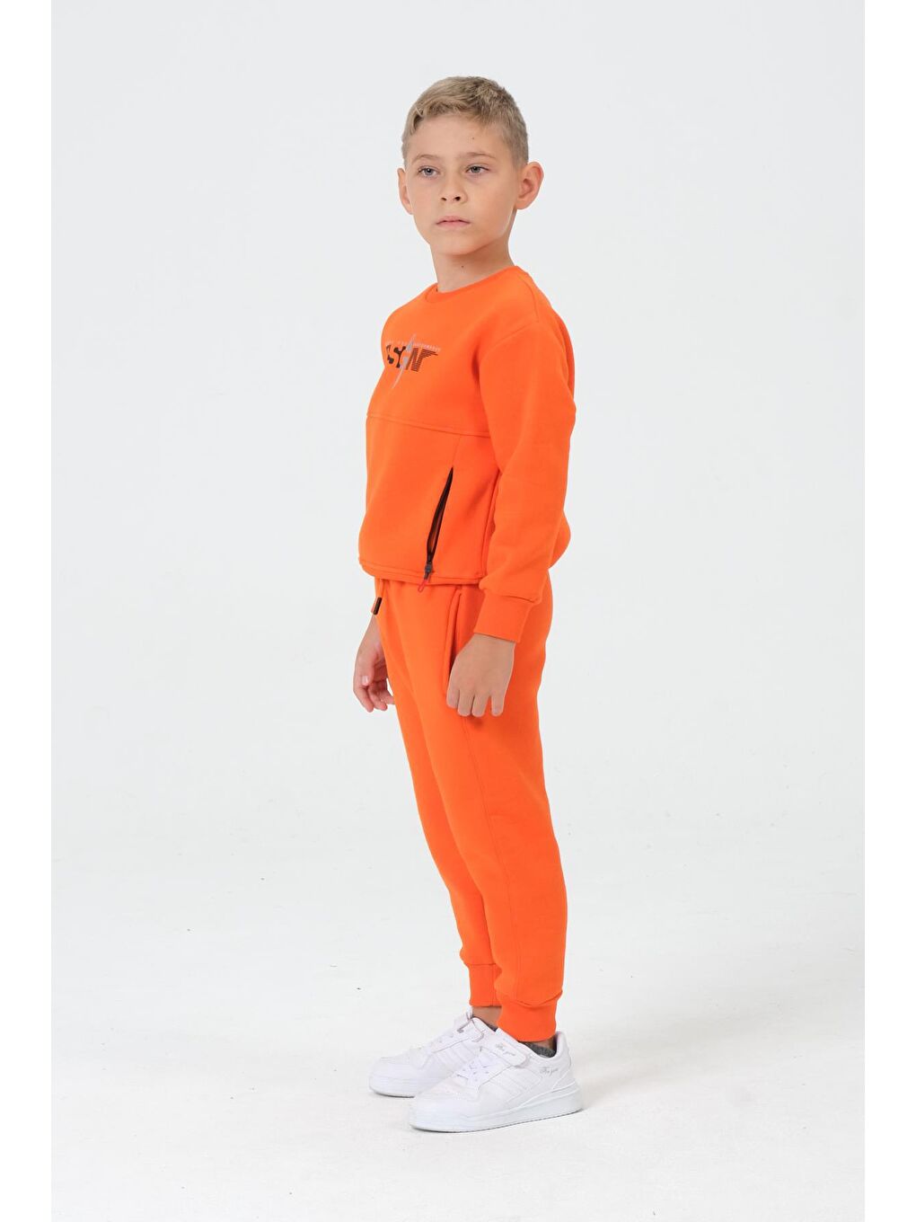 Turuncu Erkek Çocuk Bisiklet Yaka Eşofman Takımı-3