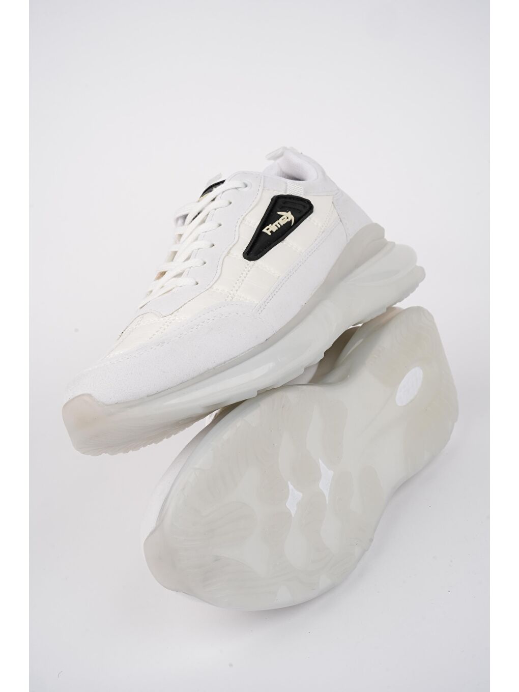 Beyaz Nidas Unisex Bağcıklı Renkli Taban Şeffaf Detaylı Sneaker Spor Ayakkabı-5