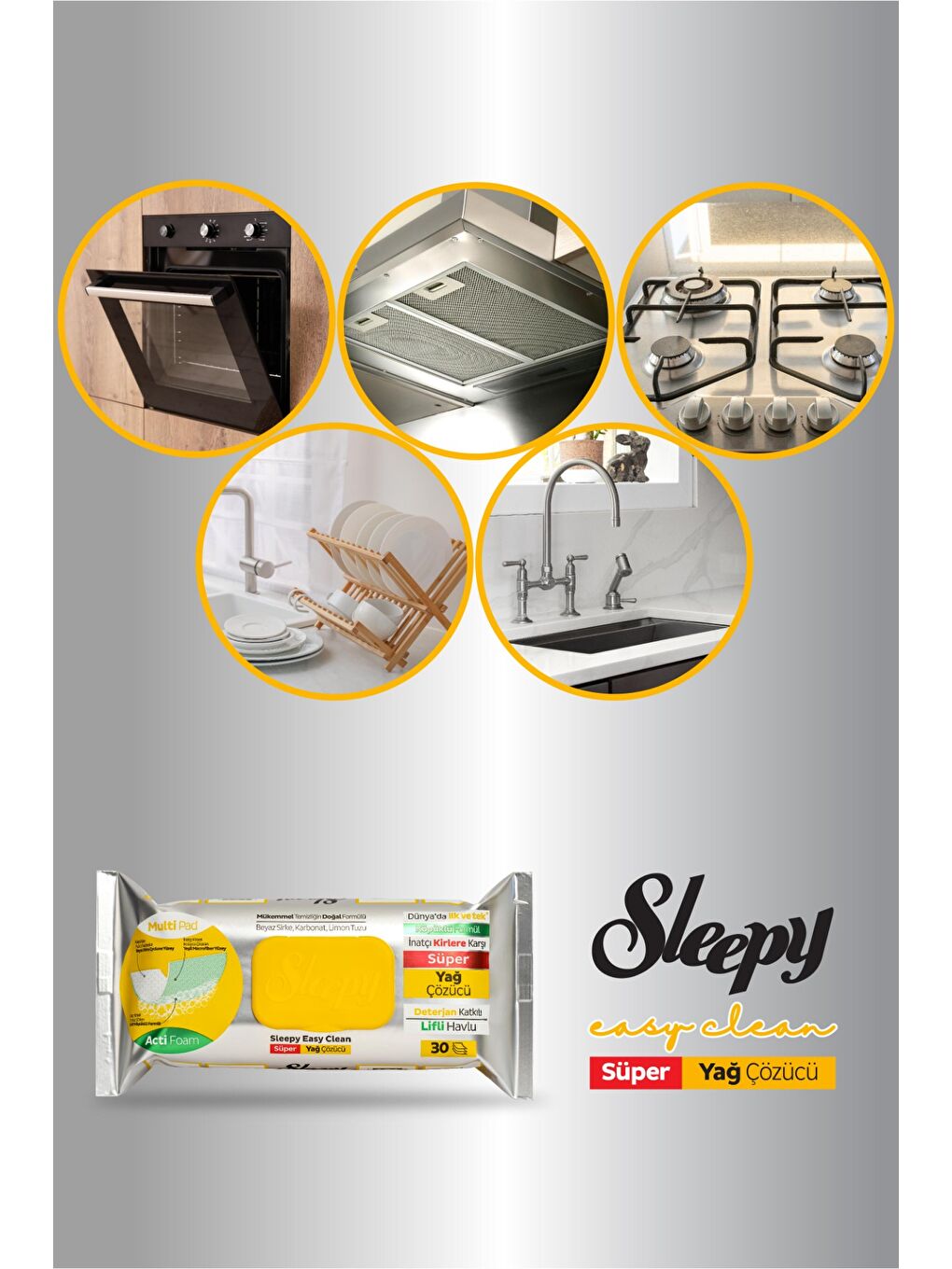 Sleepy Easy Clean Süper Yağ Çözücü Yüzey Temizlik Havlusu&mendili 8x30 (240 Yaprak) - 4