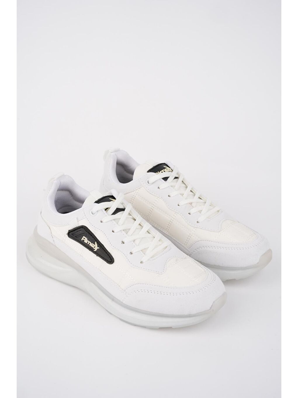 Beyaz Nidas Unisex Bağcıklı Renkli Taban Şeffaf Detaylı Sneaker Spor Ayakkabı-6