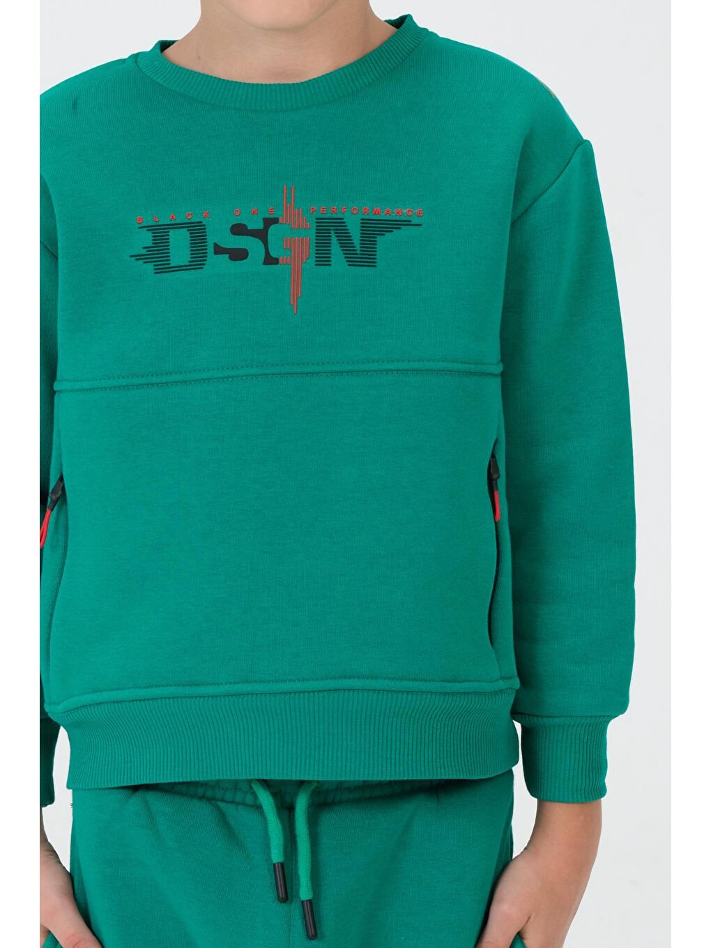 Yeşil Erkek Çocuk Bisiklet Yaka Eşofman Takımı-2