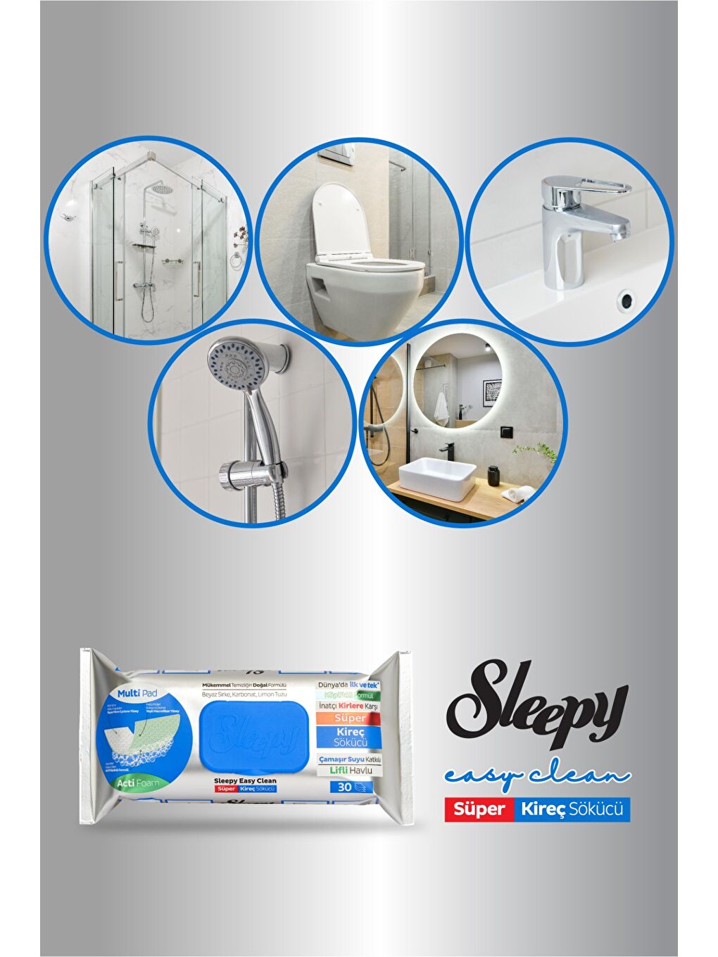 Sleepy Easy Clean Süper Kireç Sökücü Yüzey Temizlik Havlusu&mendili 2x30 (60 Yaprak) - 4