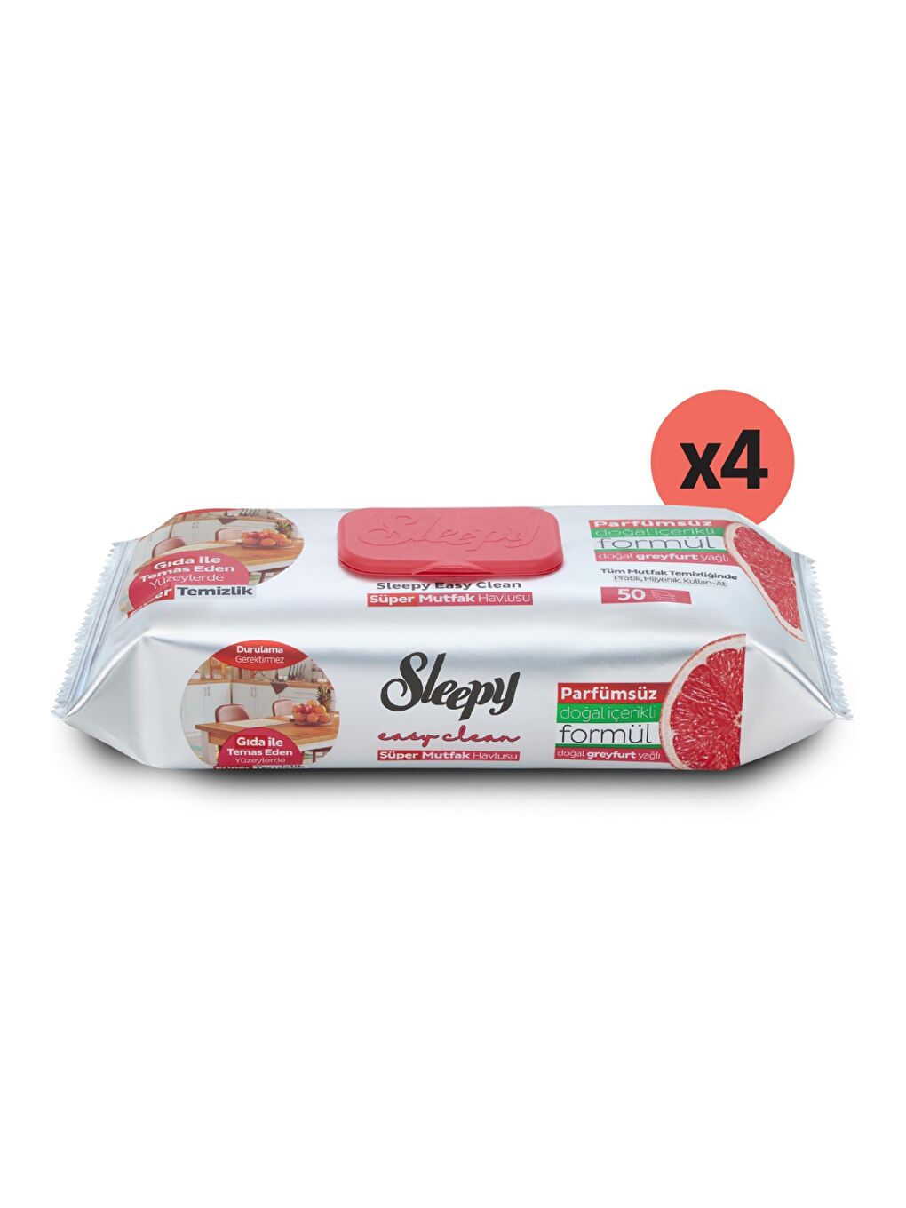 Easy Clean Süper Yüzey Temizlik Mutfak Havlusu&Mendili Greyfurt Yağlı 4X50 (200 Yaprak)-1