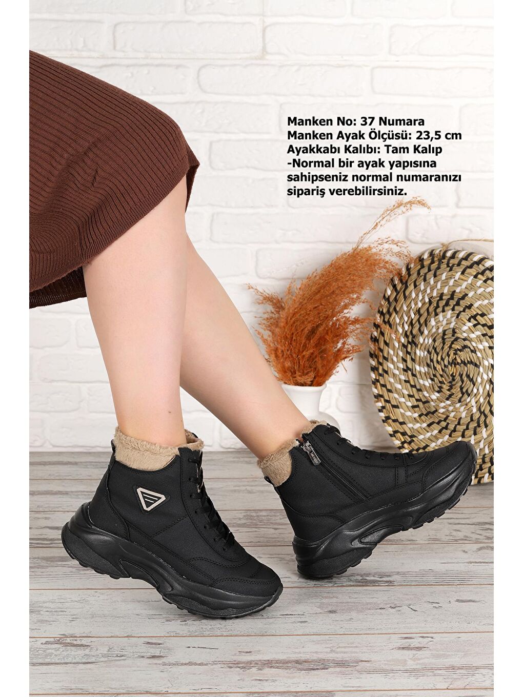 Siyah Acr 123 İçi Termal Kürklü Kadın Bot Ayakkabı-2