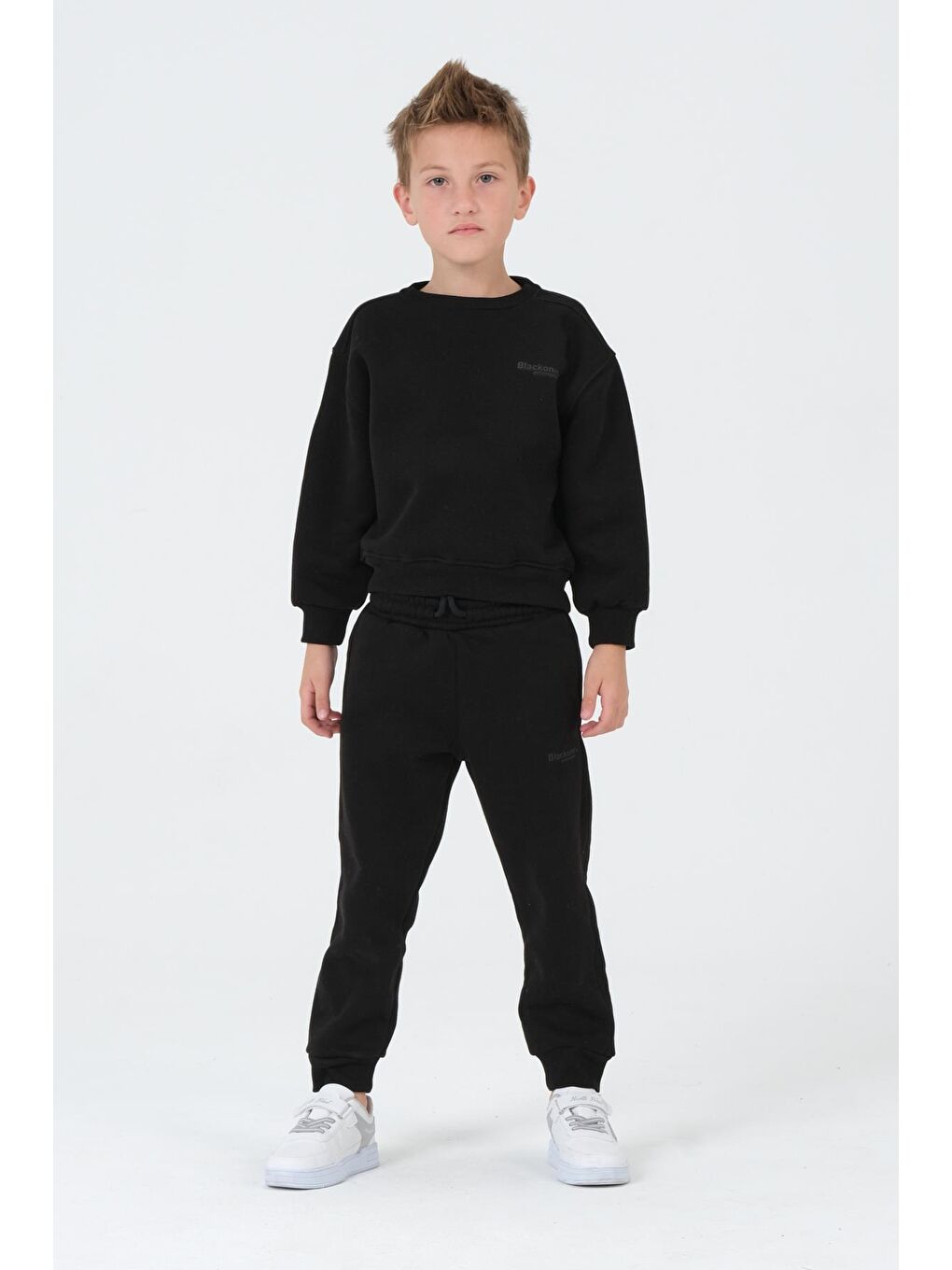 Siyah Erkek Çocuk Bisiklet Yaka Eşofman Takımı