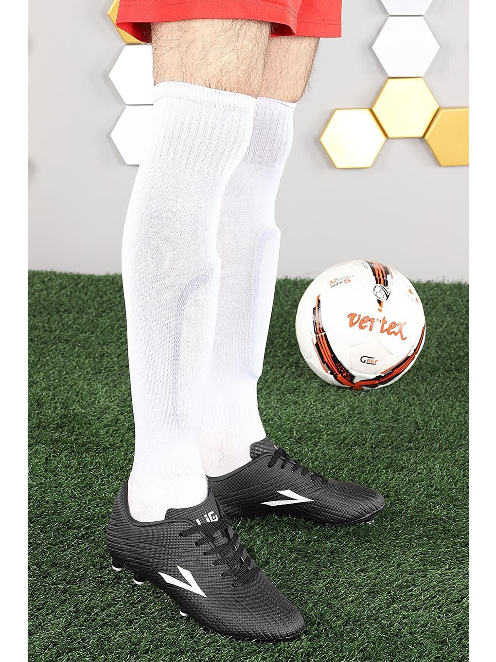 Siyah Aras KM Krampon Çim Saha Erkek Spor Futbol Ayakkabısı