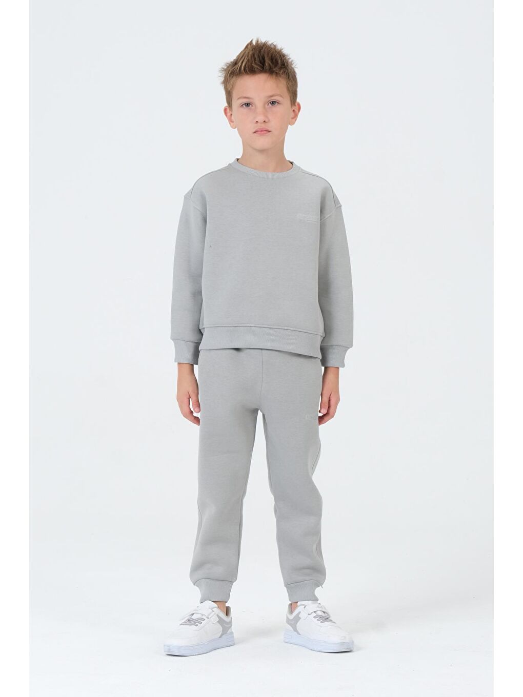 Gri Erkek Çocuk Bisiklet Yaka Eşofman Takımı
