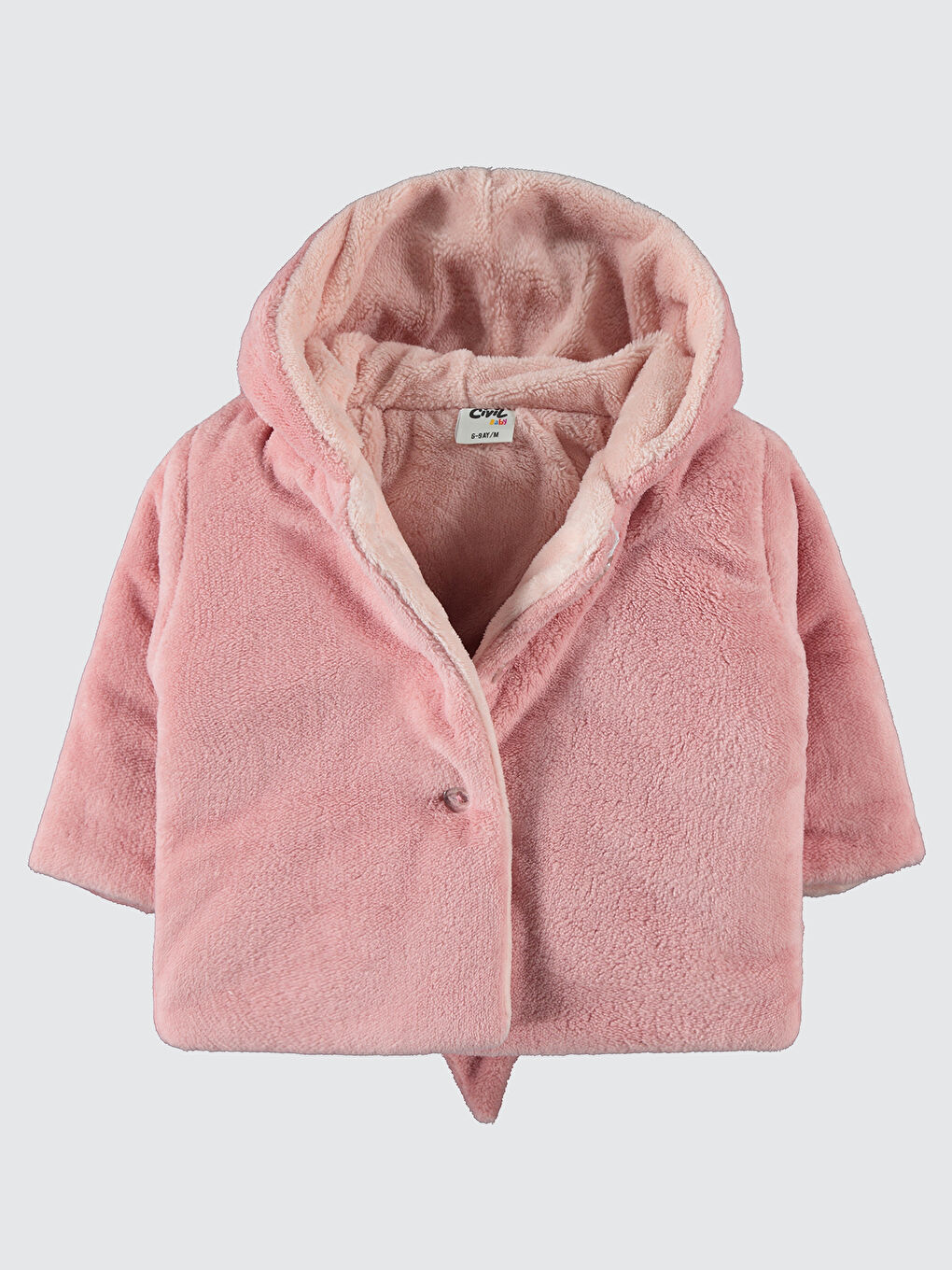 Pembe Kız Bebek Kapüşonlu Mont 6 18 Ay Pudra-1