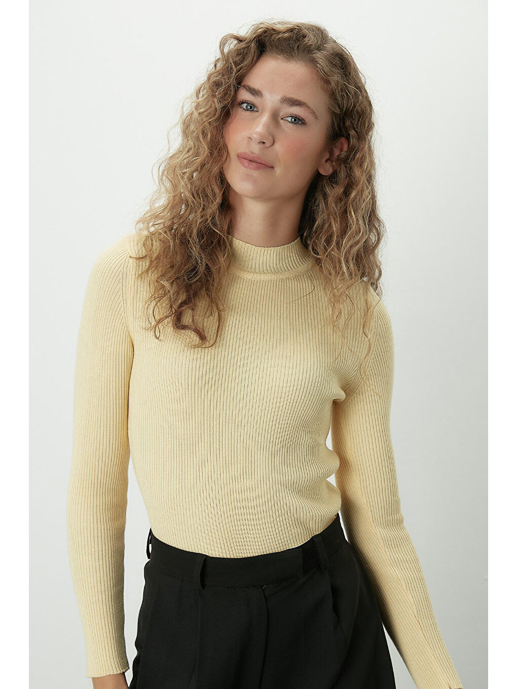 Sarı Balıkçı Yaka Triko Body Gün Işığı-3