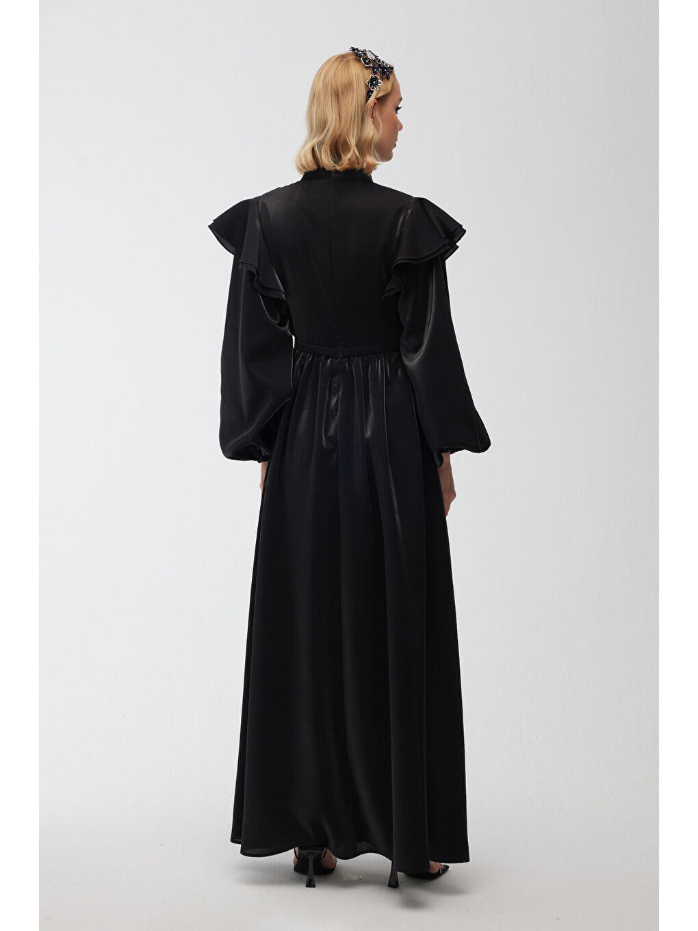 Işıltılı Grace Abiye Elbise Siyah-5