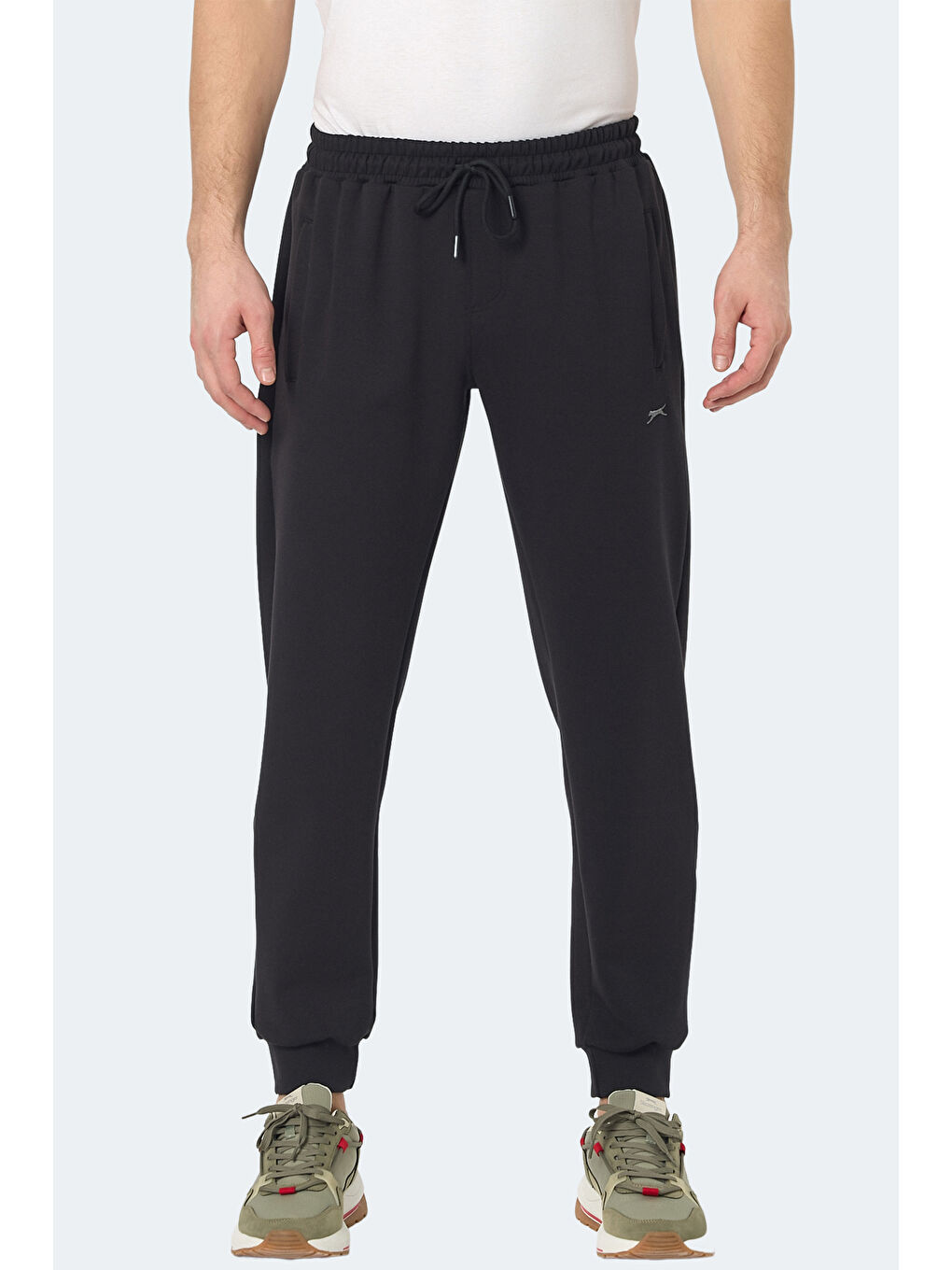 KIWI IN Erkek Fermuar Cepli Dar Paça Siyah Eşofman Altı-1