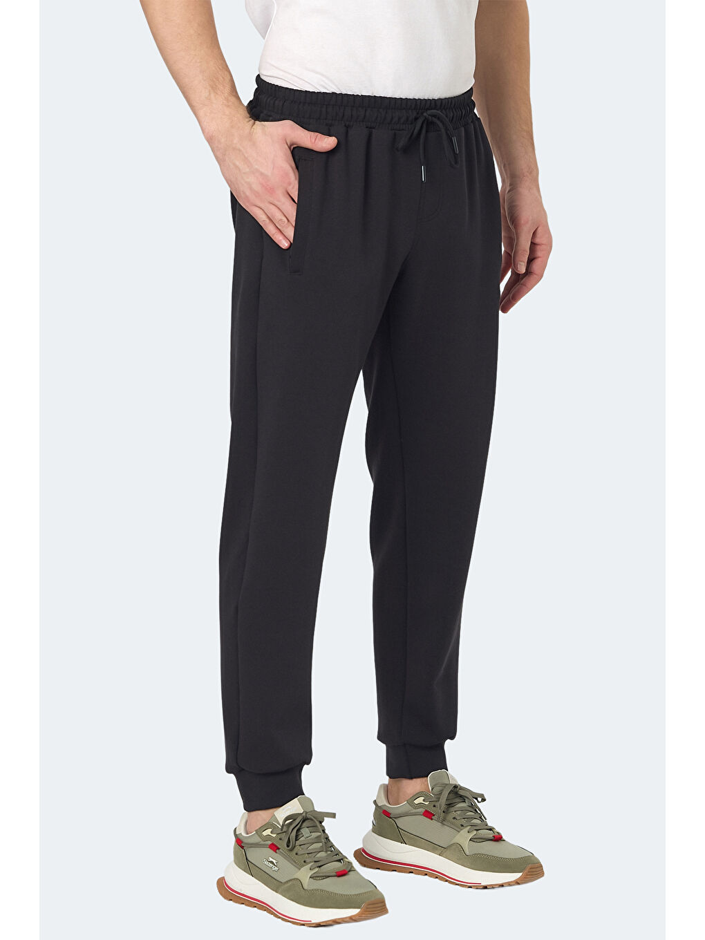 KIWI IN Erkek Fermuar Cepli Dar Paça Siyah Eşofman Altı-2