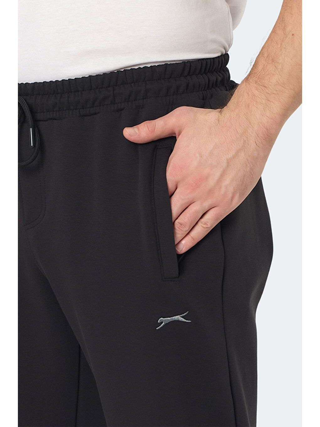 KIWI IN Erkek Fermuar Cepli Dar Paça Siyah Eşofman Altı-4