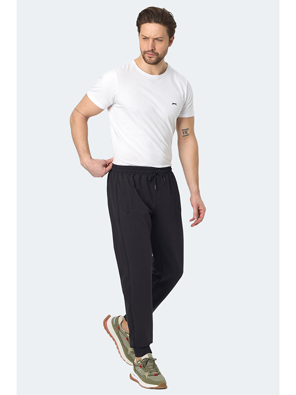 KIWI IN Erkek Fermuar Cepli Dar Paça Siyah Eşofman Altı-6