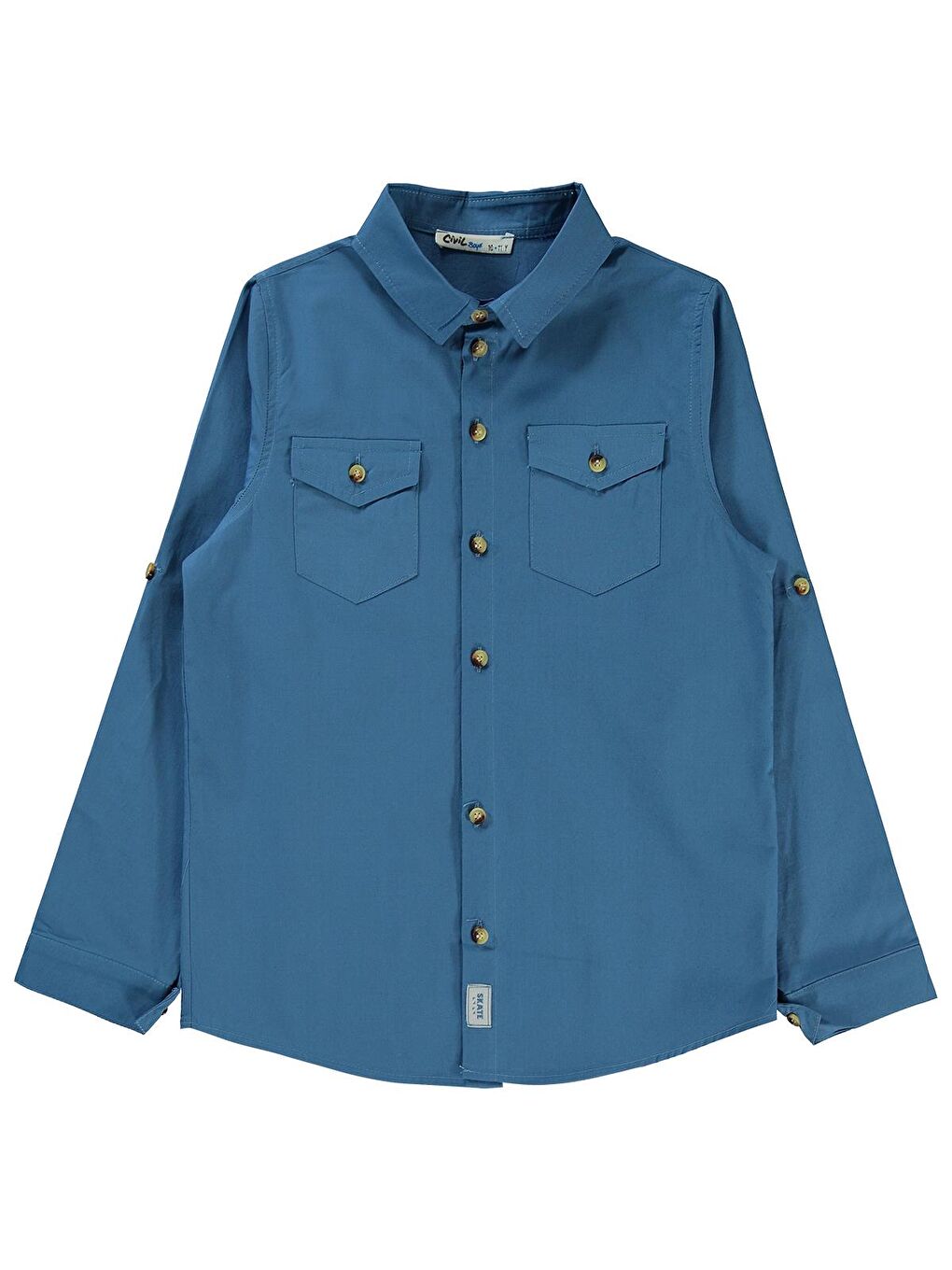 İndigo Boys Kapak Cepli Tişörtlü Gömlek 10-13 Yaş Gömlek - Mavi 12-13 Yaş-3