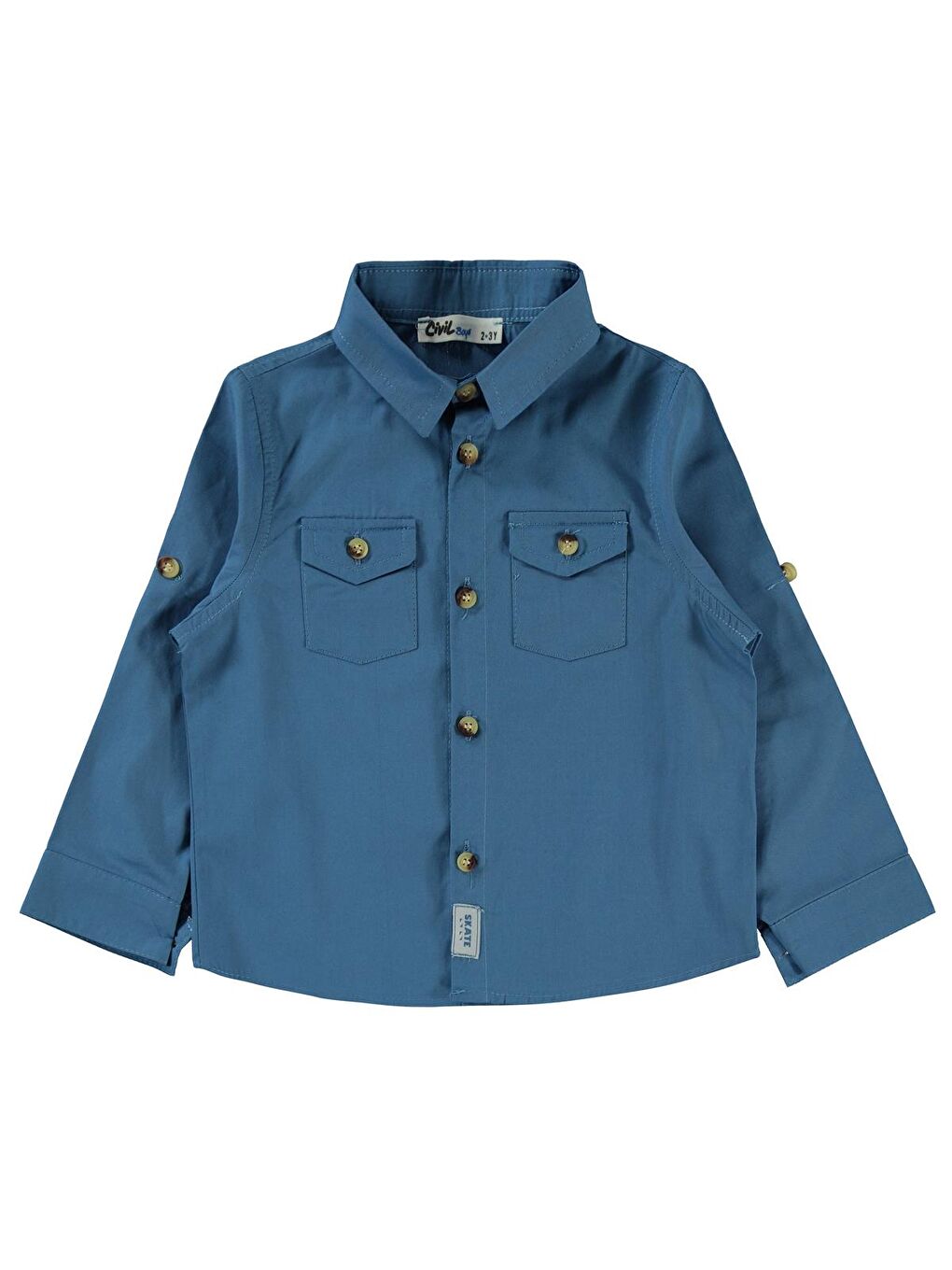 İndigo Boys Kapak Cepli Tişörtlü Gömlek 2-5 Yaş Gömlek - Mavi 2-3 Yaş-3