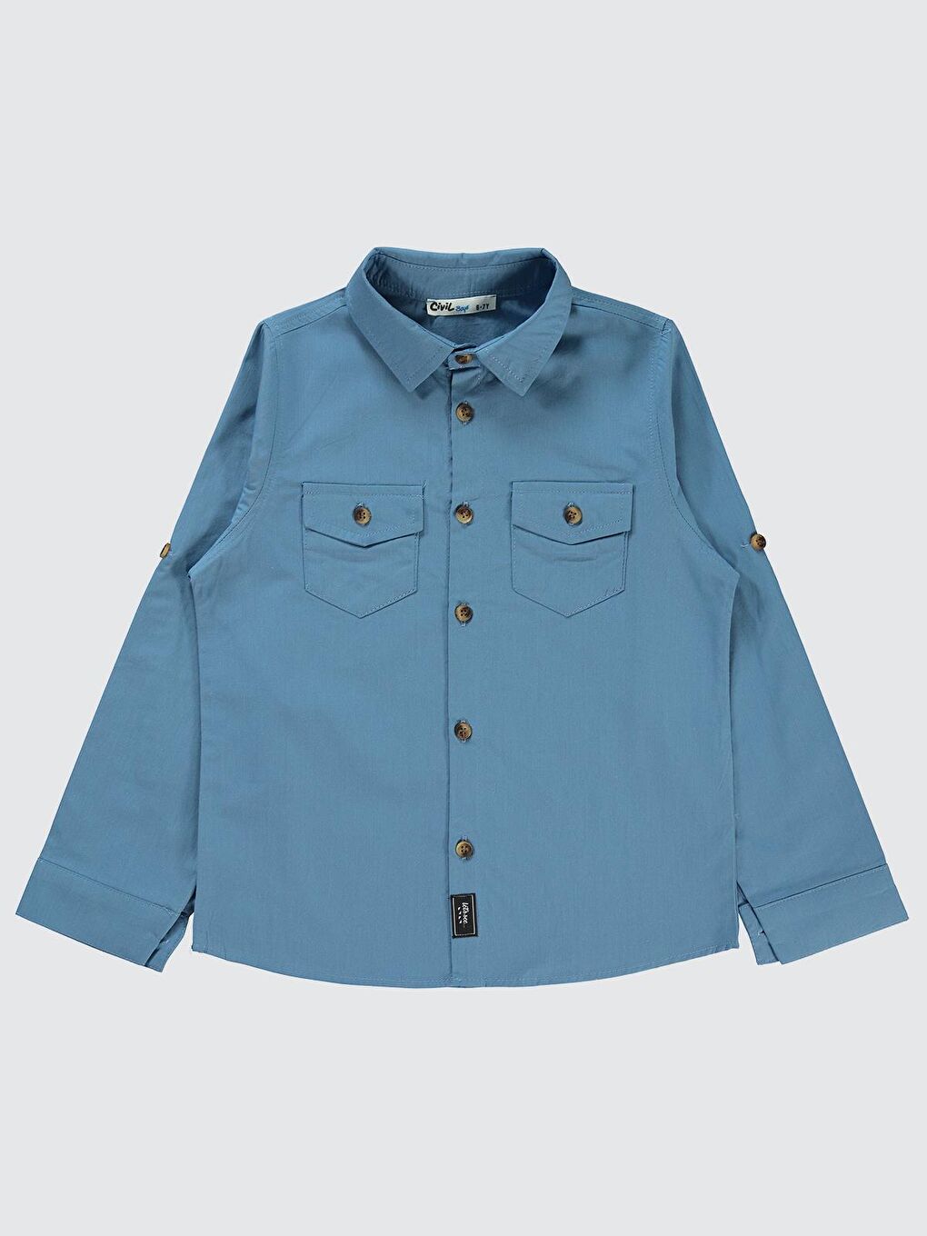 İndigo Boys Kapak Cepli Tişörtlü 6-9 Yaş Gömlek - Mavi 9-10 Yaş-2