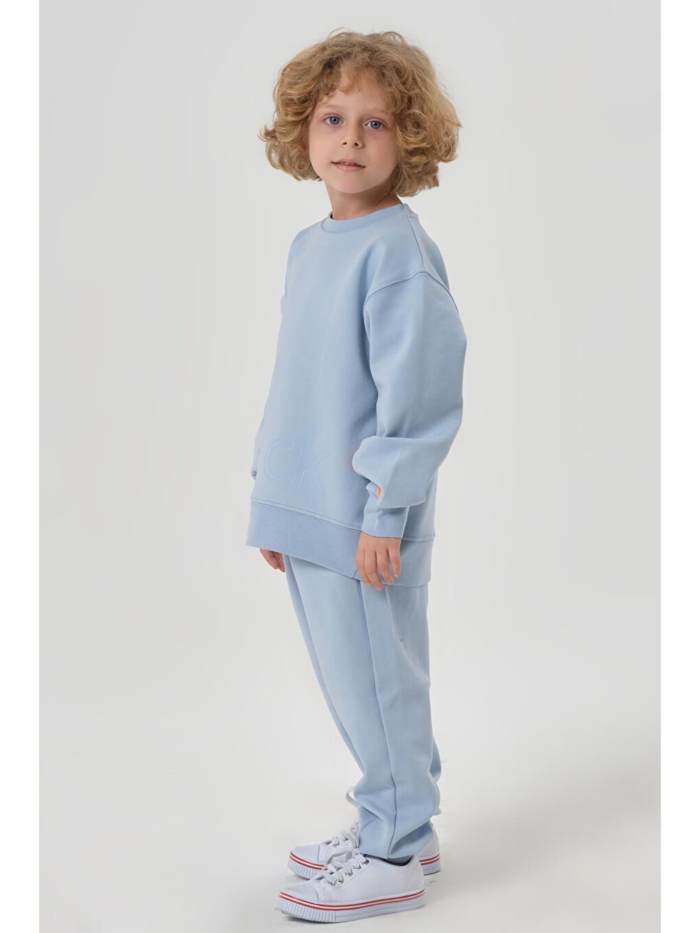 Mavi Bisiklet Yaka Çelikli İnterlok Kumaştan Baskı Detaylı Erkek Çocuk Eşofman Takımı-3