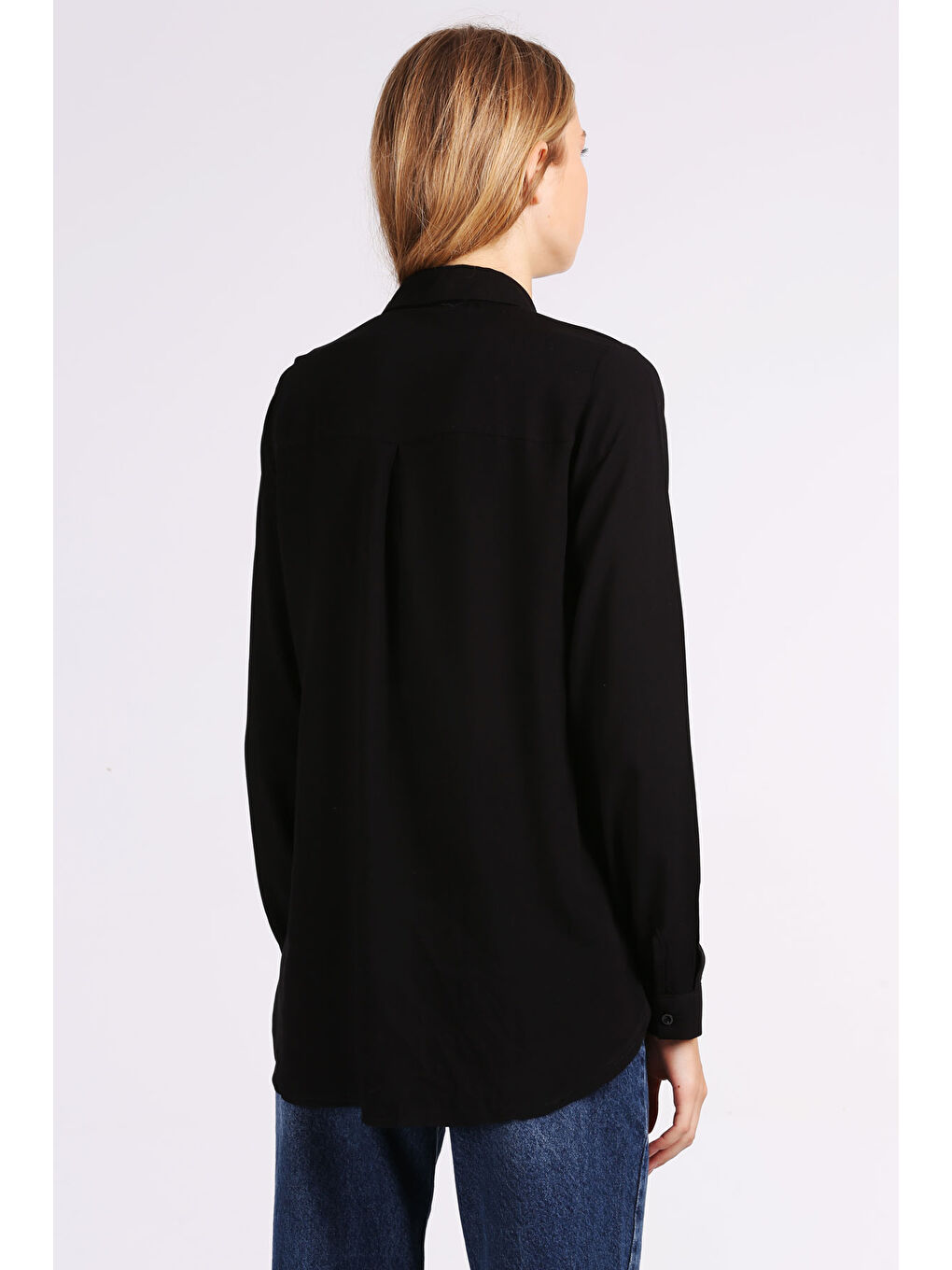 3785 Viskon Gömlek - Siyah-4