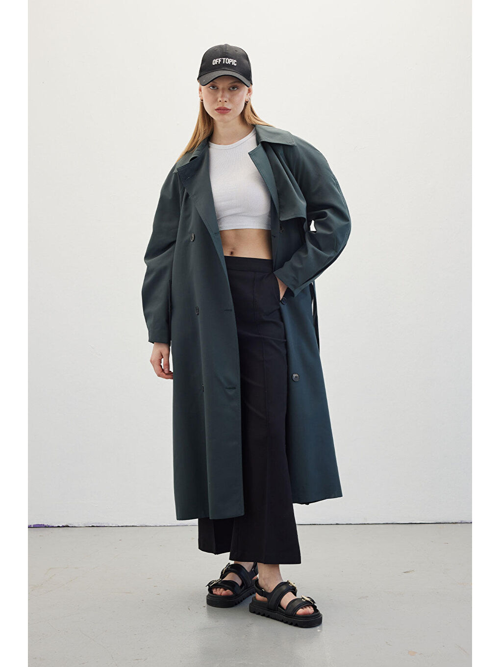 Kruvaze Trençkot Yeşil-2