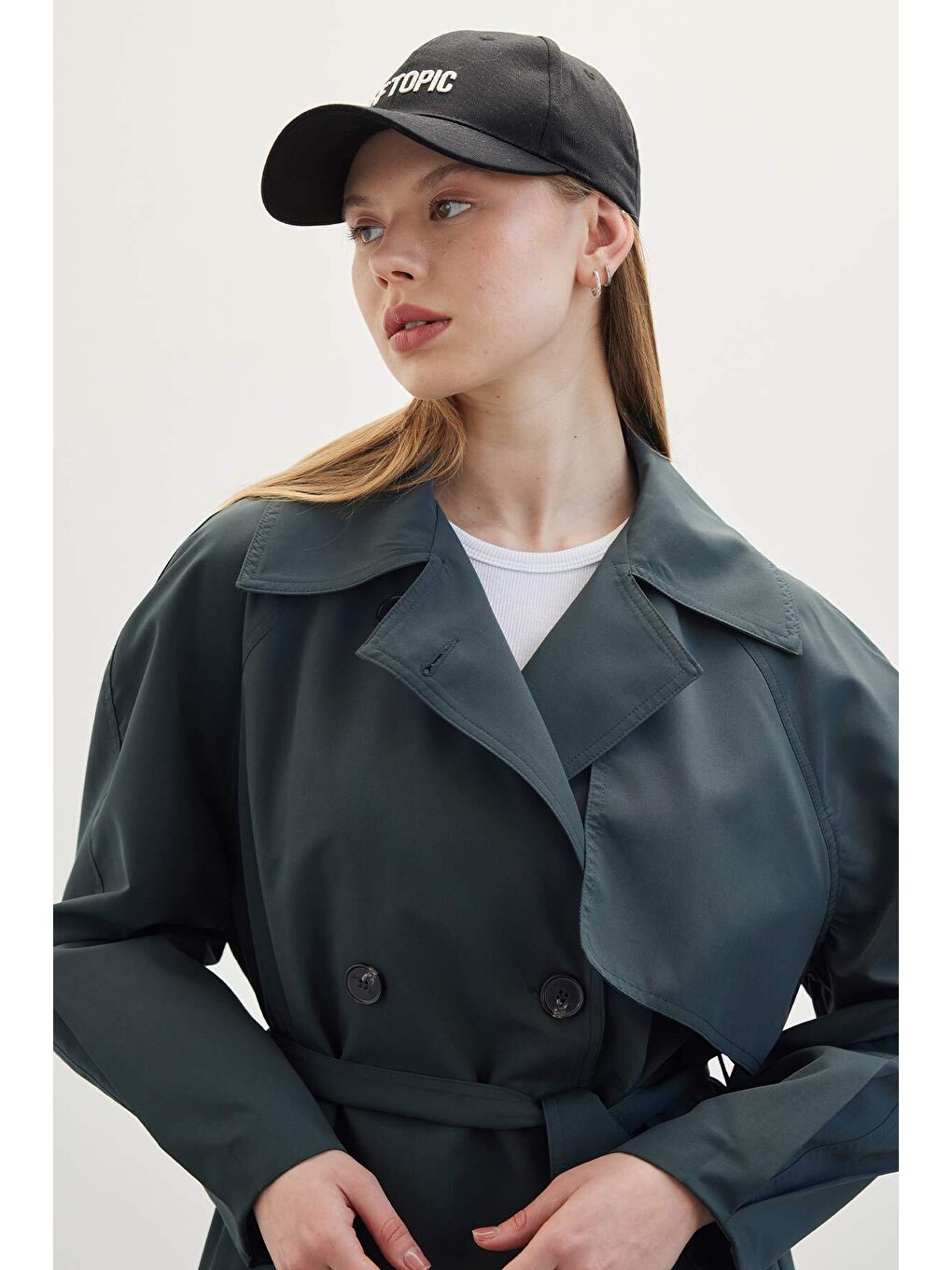 Kruvaze Trençkot Yeşil-3