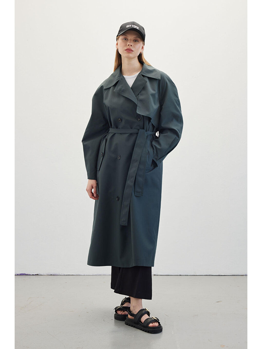 Kruvaze Trençkot Yeşil-5