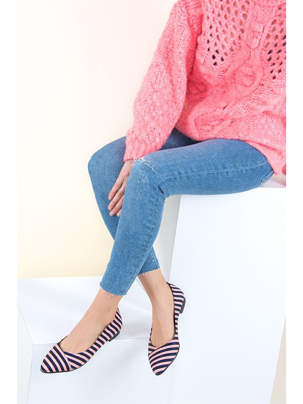 Pembe Pudra/lacivert Kadın Babet F726803204