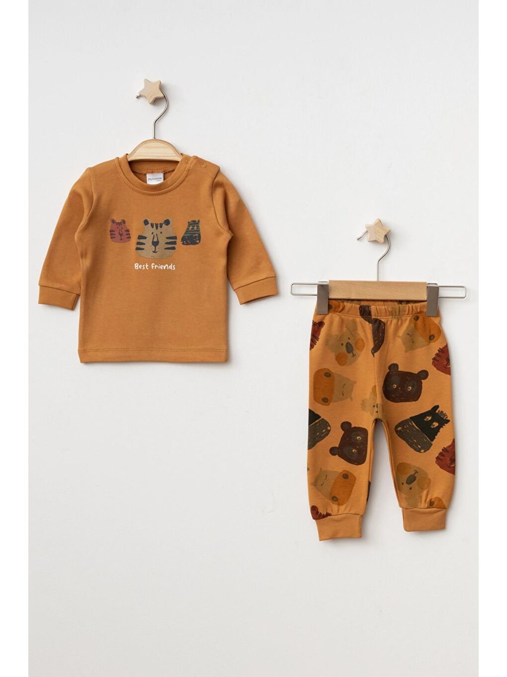 Turuncu Sevimli Hayvanlar Baskılı Pijama Takım 2399