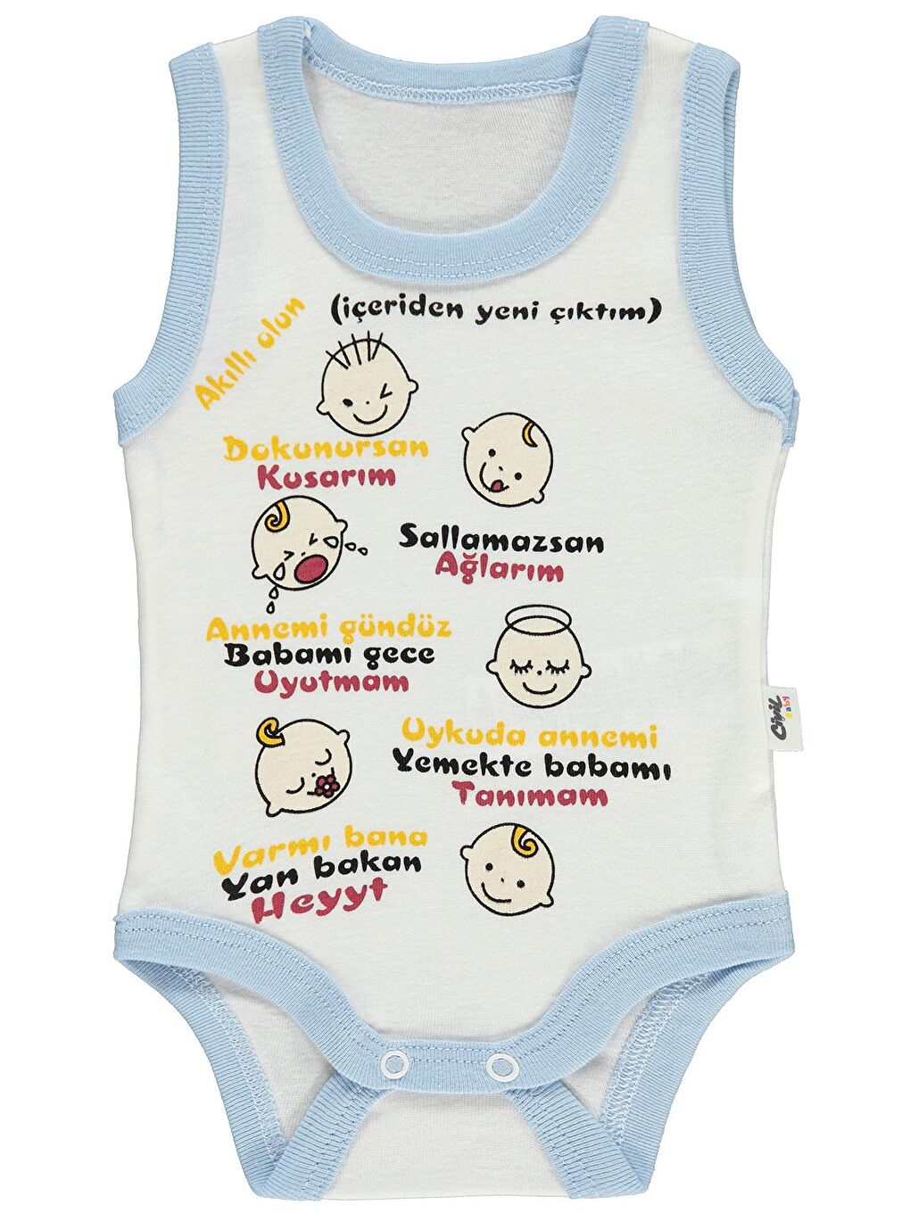 Civil Mavi Baby Bebek Çıtçıtlı Badi 1-36 Ay Mavi