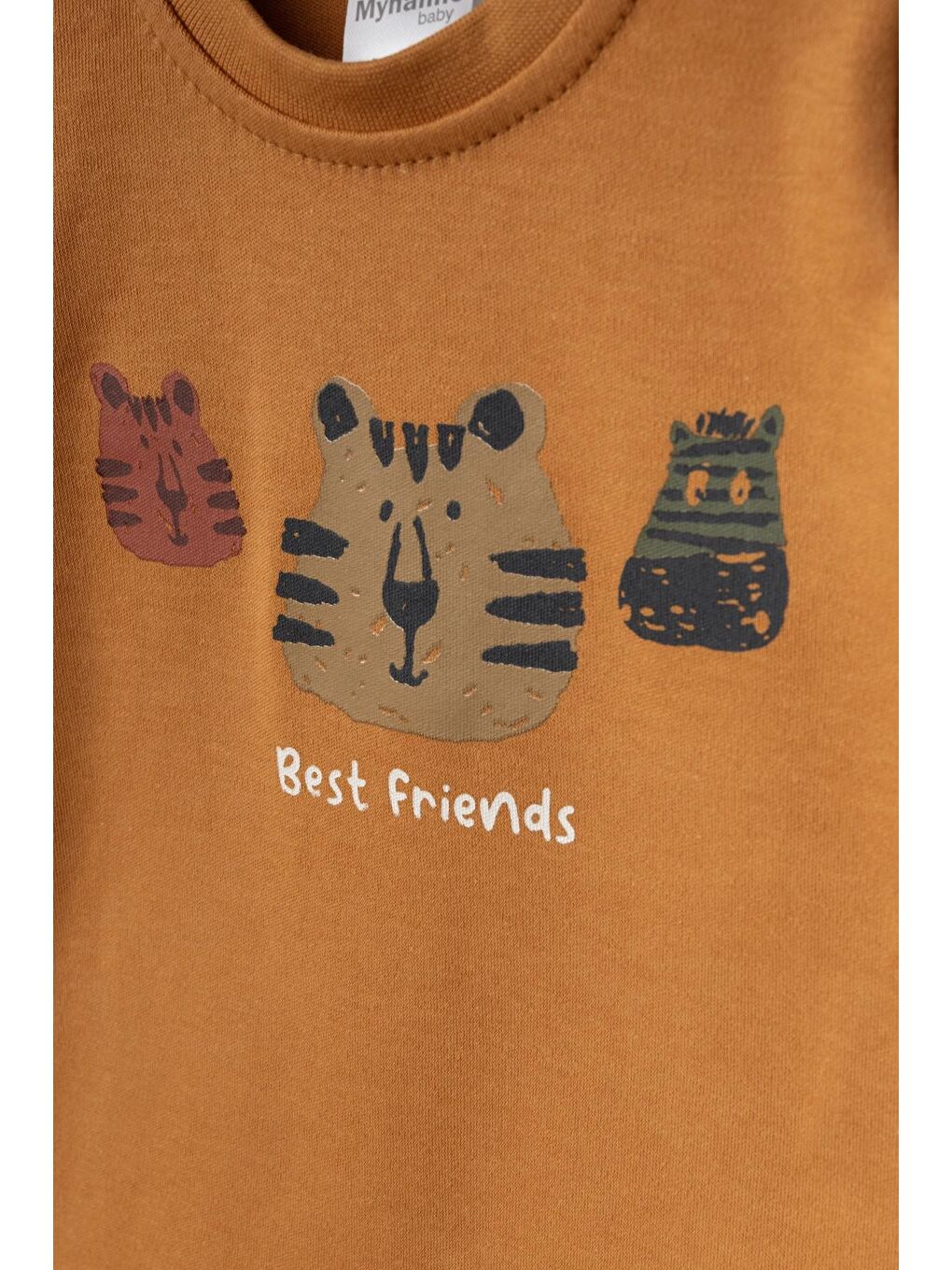 Turuncu Sevimli Hayvanlar Baskılı Pijama Takım 2399-1