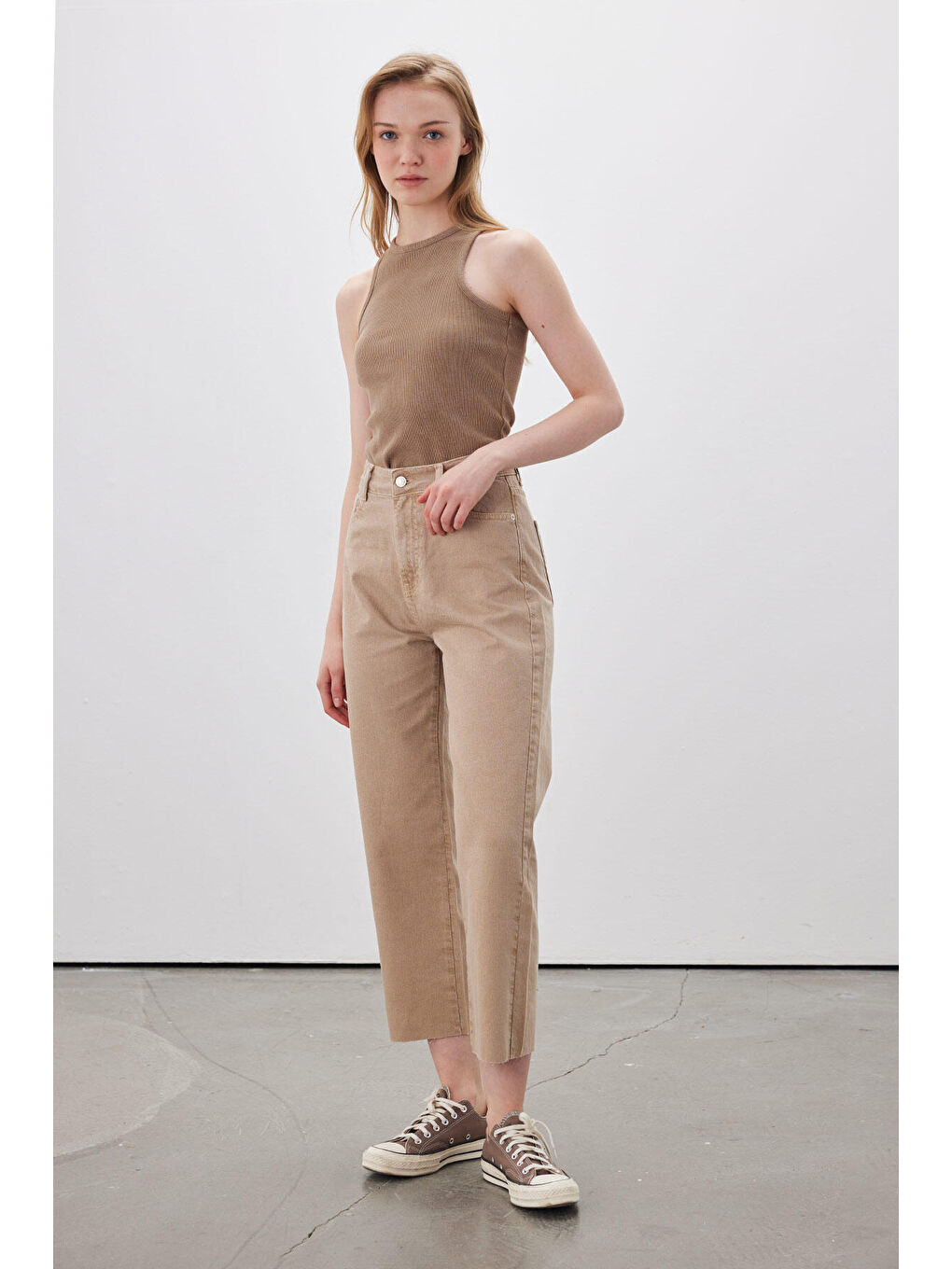 1965 Straight Denim Pantolon Bej-2