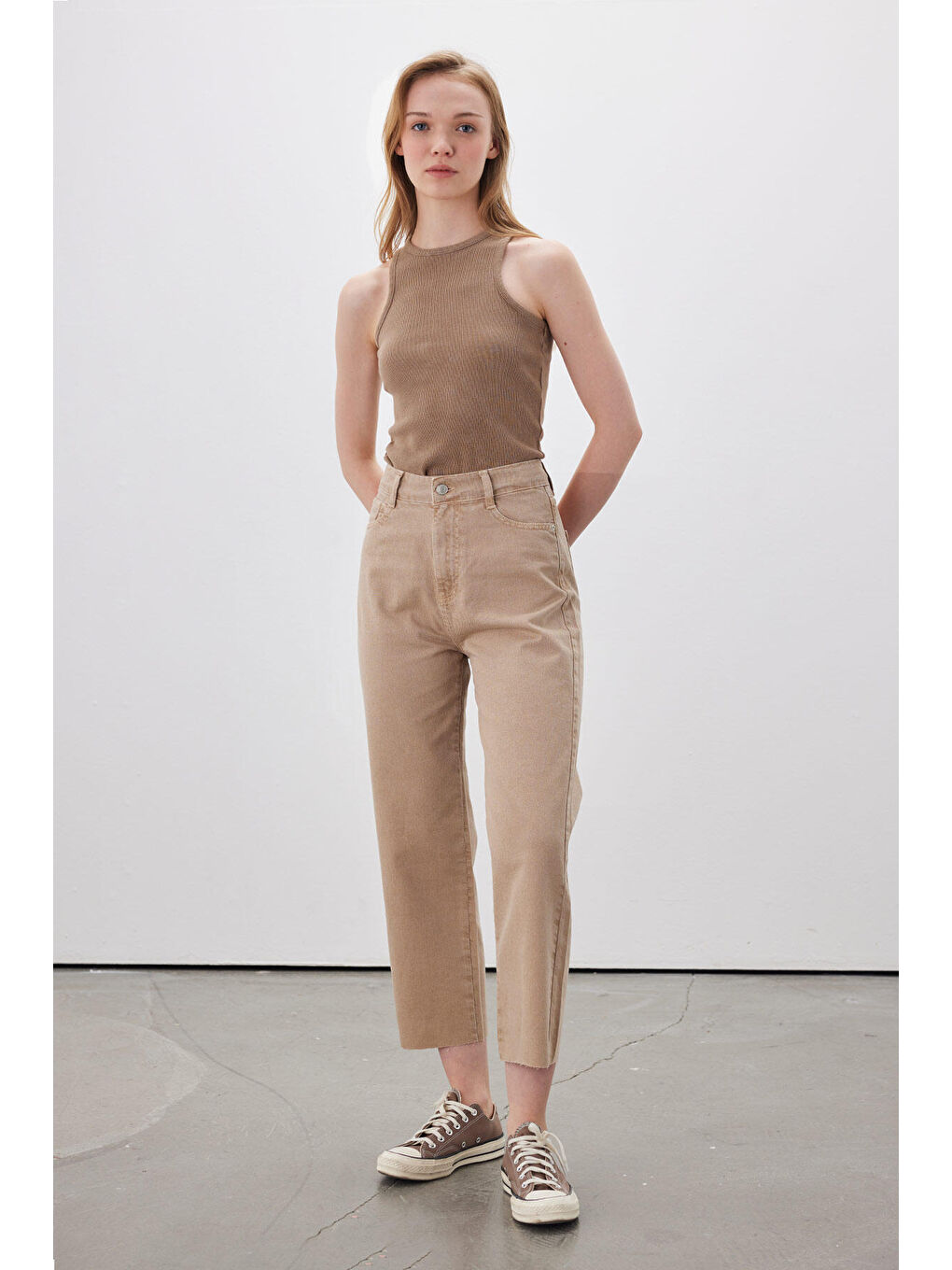 1965 Straight Denim Pantolon Bej-3