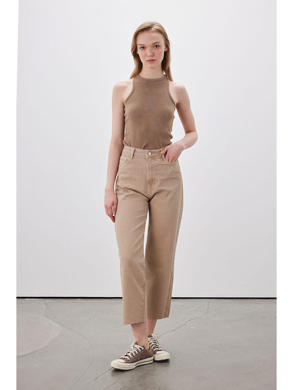 1965 Straight Denim Pantolon Bej-4