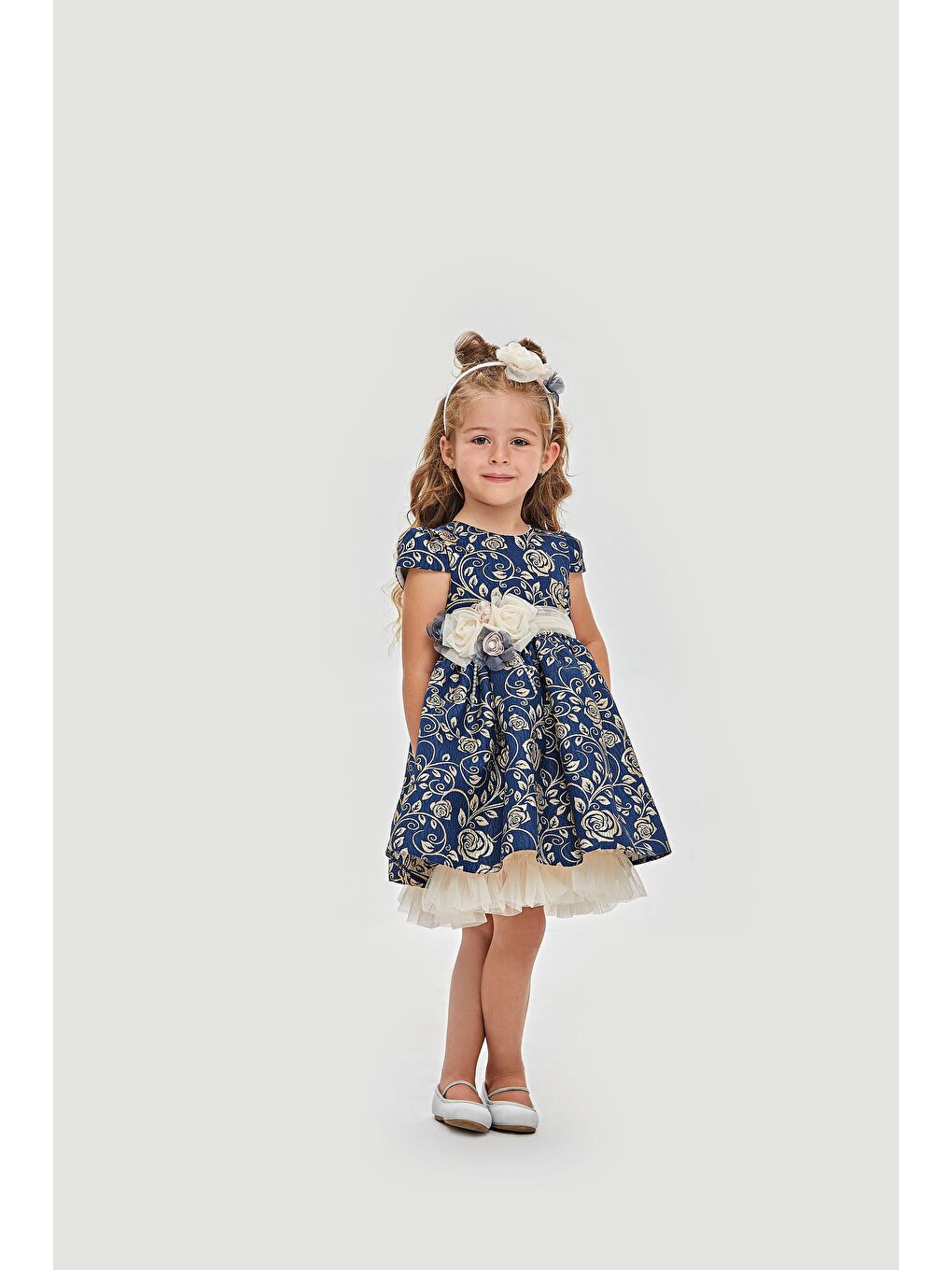 Lacivert Robası Güllü Jakarlı Abiye