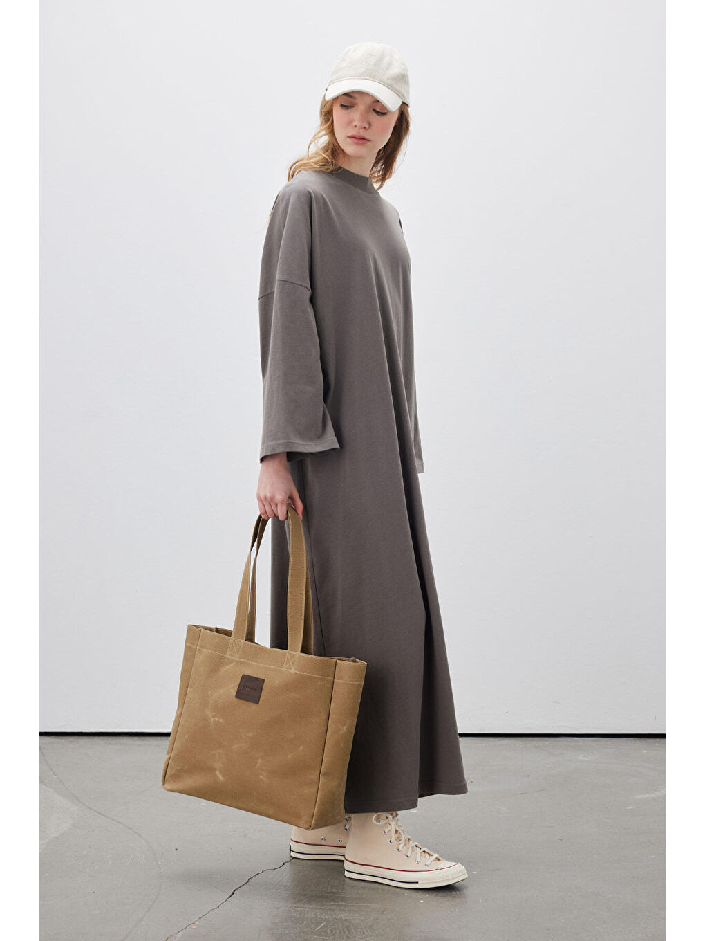 Oversize Uzun Rahat Elbise Antrasit