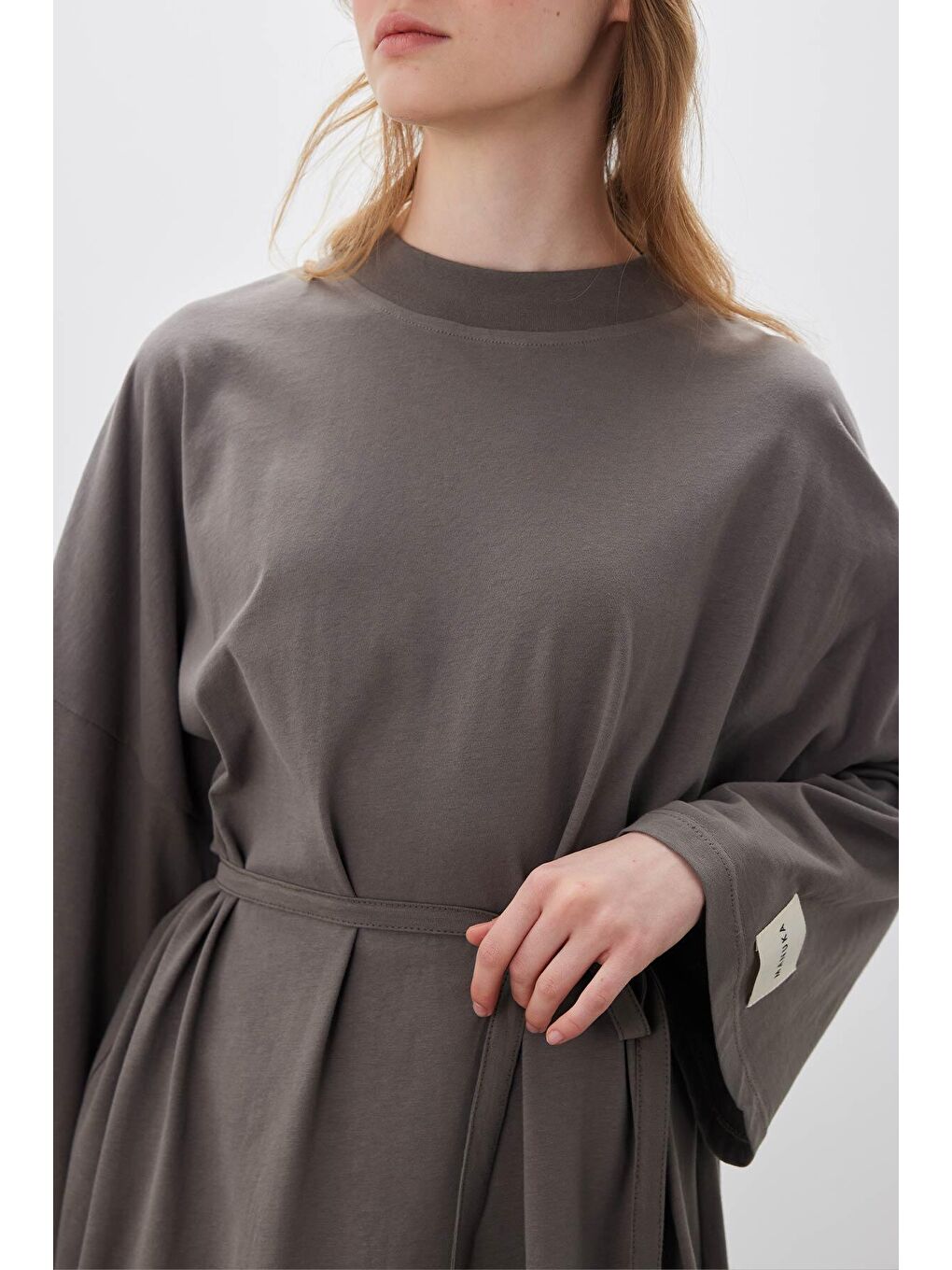 Oversize Uzun Rahat Elbise Antrasit-3