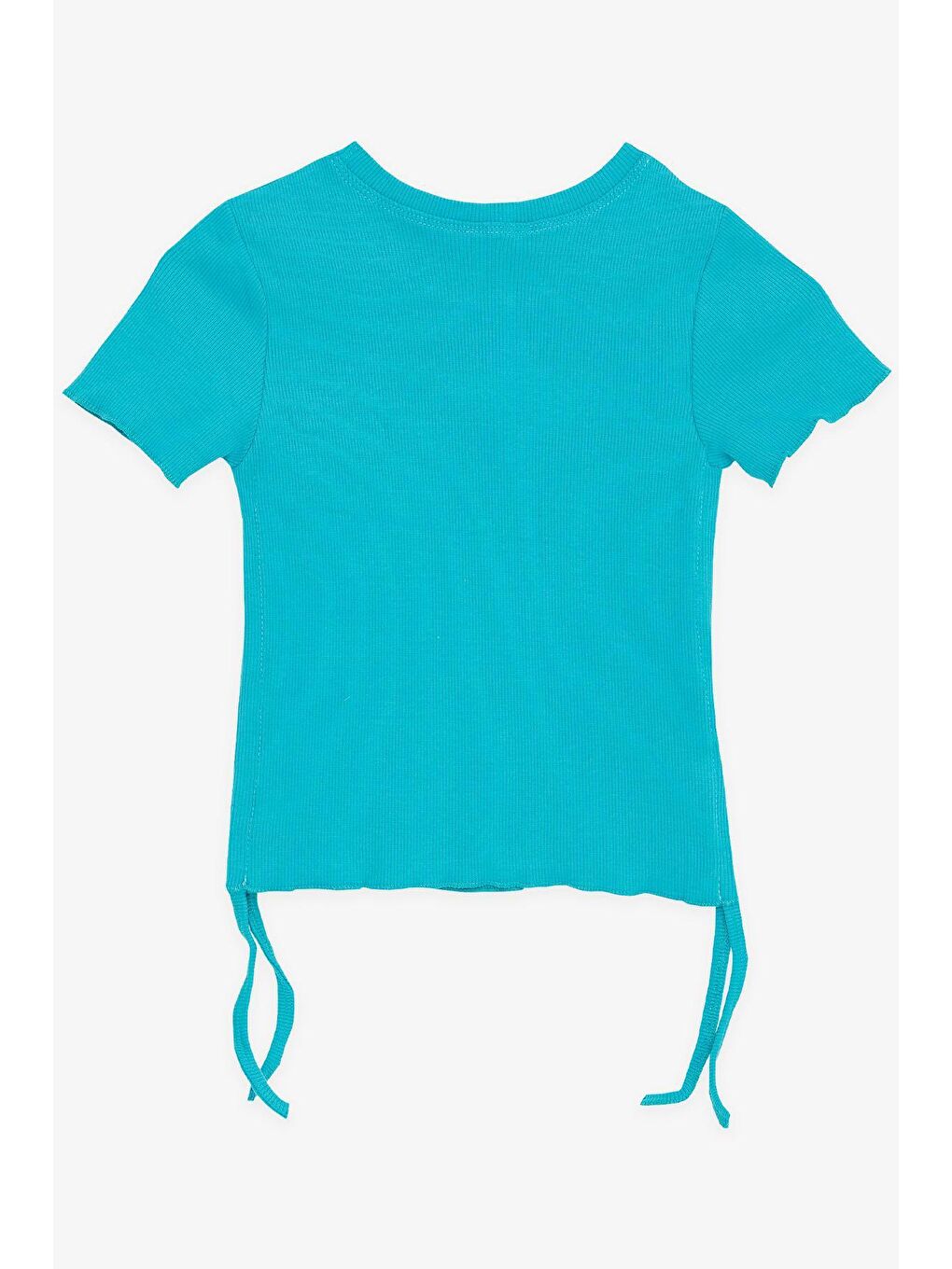 Kız Çocuk Tişört Yanları Büzgülü Turkuaz (9-14 Yaş)-1