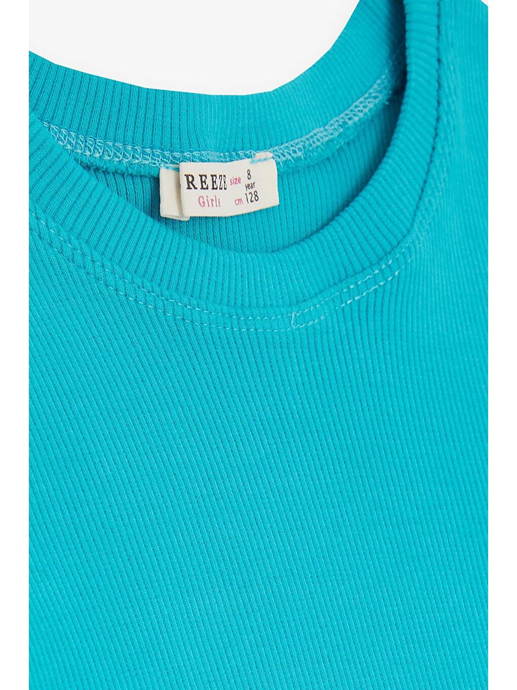 Kız Çocuk Tişört Yanları Büzgülü Turkuaz (9-14 Yaş)-2