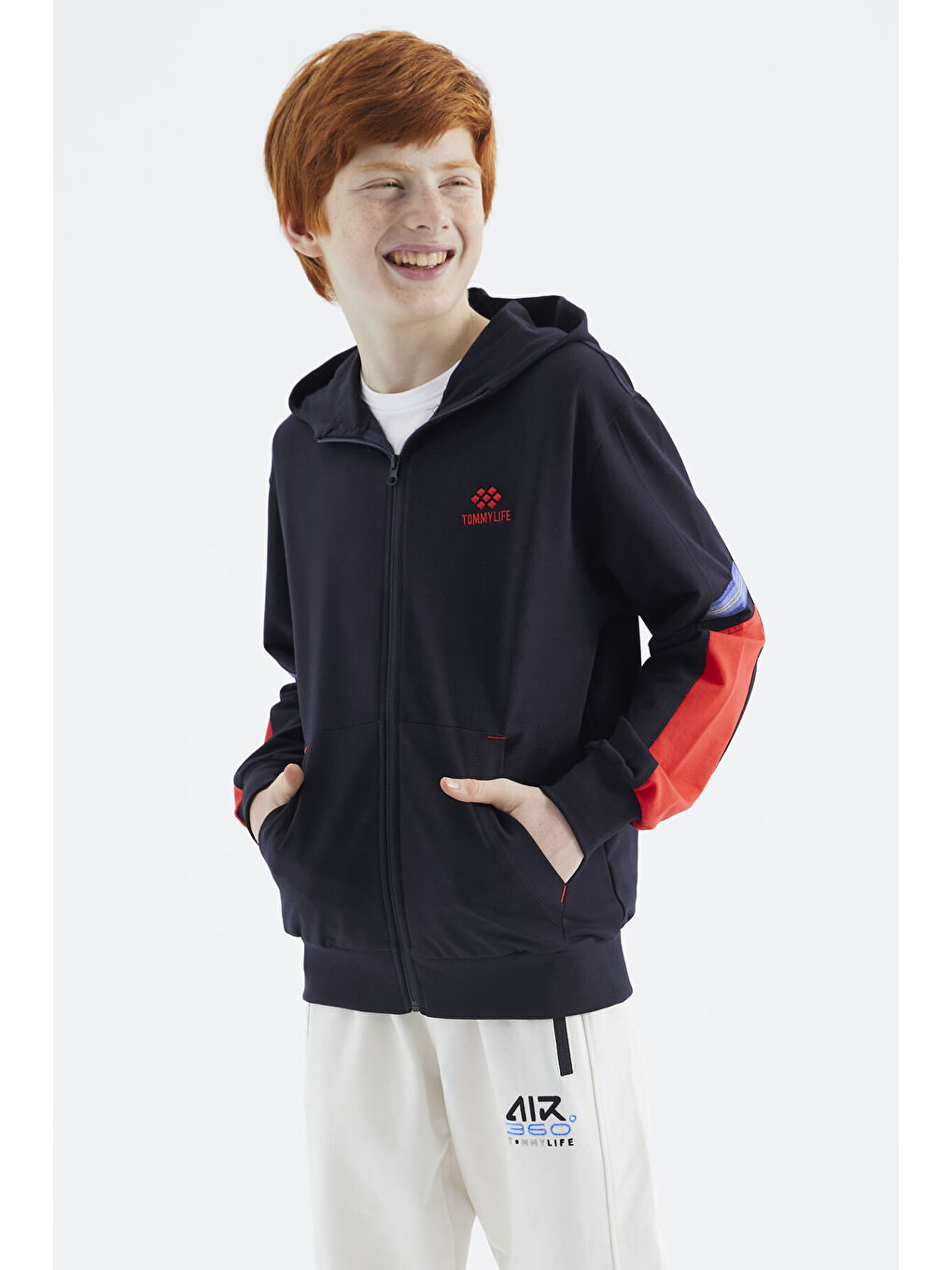 Lacivert Fermuarlı Erkek Çocuk Sweatshirt - 11180-5