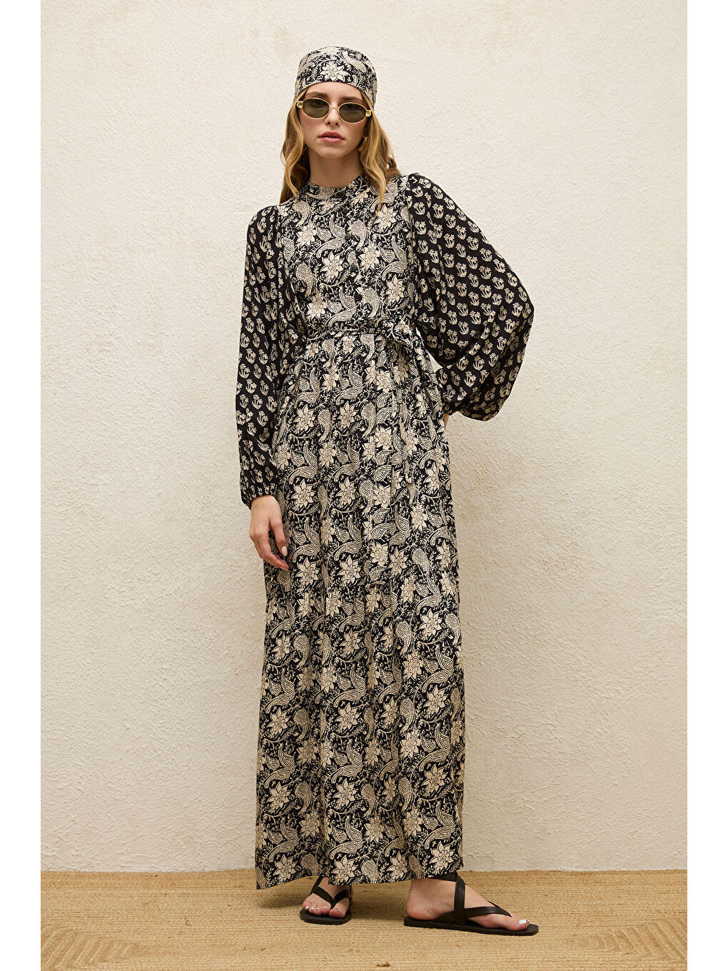 Renksiz Viskon Balon Kol Elbise Carmıne-1