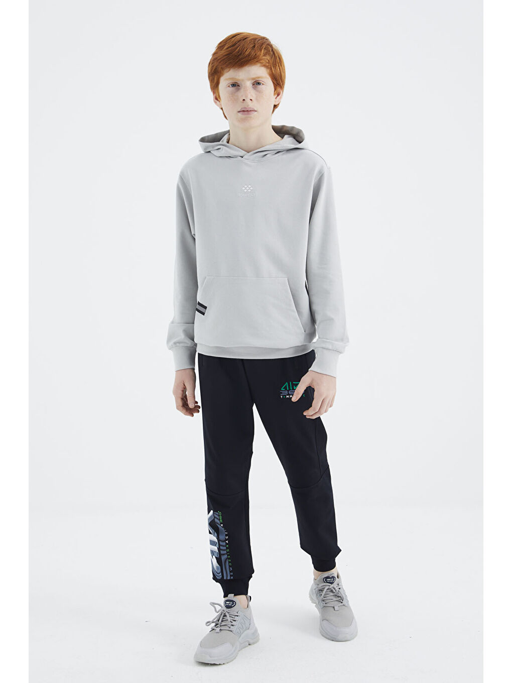 Bej Taş Kapüşonlu Erkek Çocuk Sweatshirt   11177-4