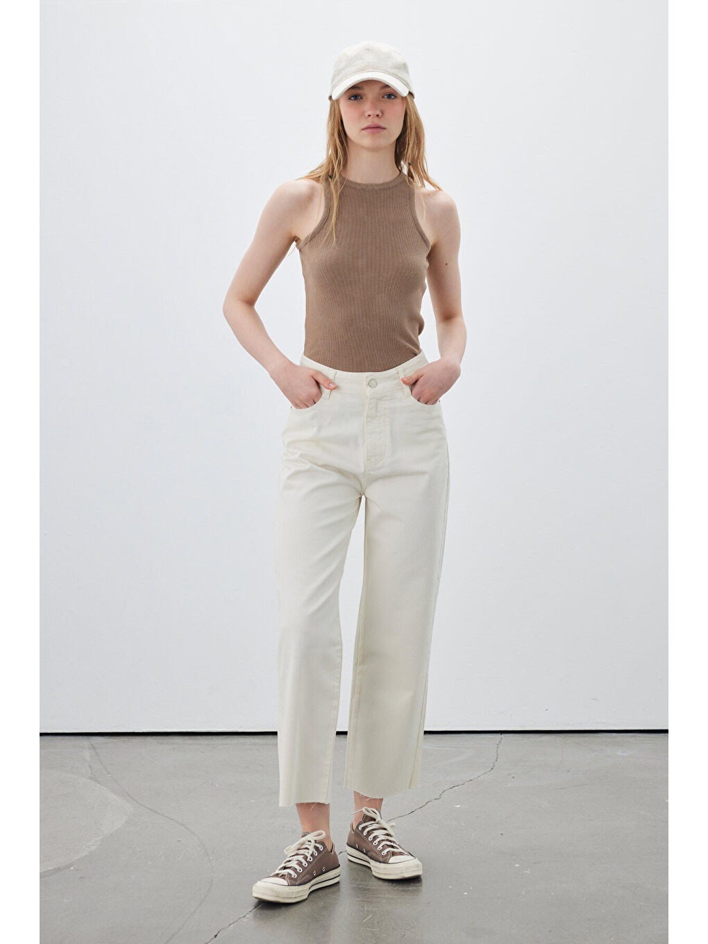 1965 Straight Denim Pantolon Ekru-4