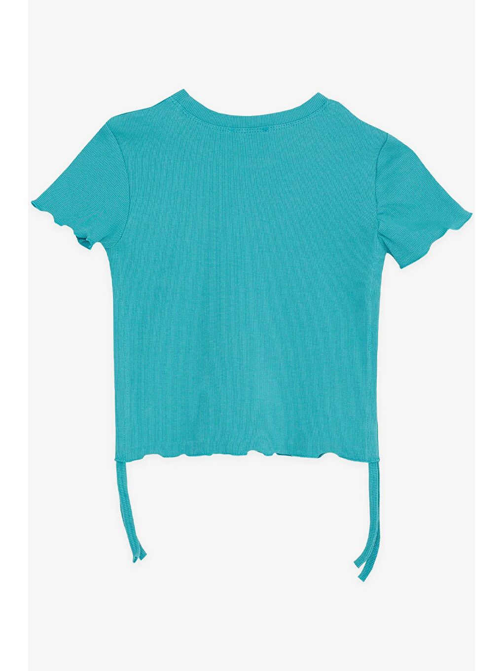 Turkuaz Kız Çocuk Tişört Yanları Büzgülü Mint Yeşili (8-14 Yaş)-1