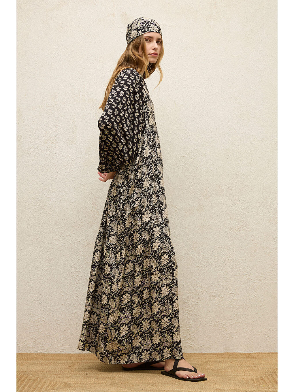 Renksiz Viskon Balon Kol Elbise Carmıne-3