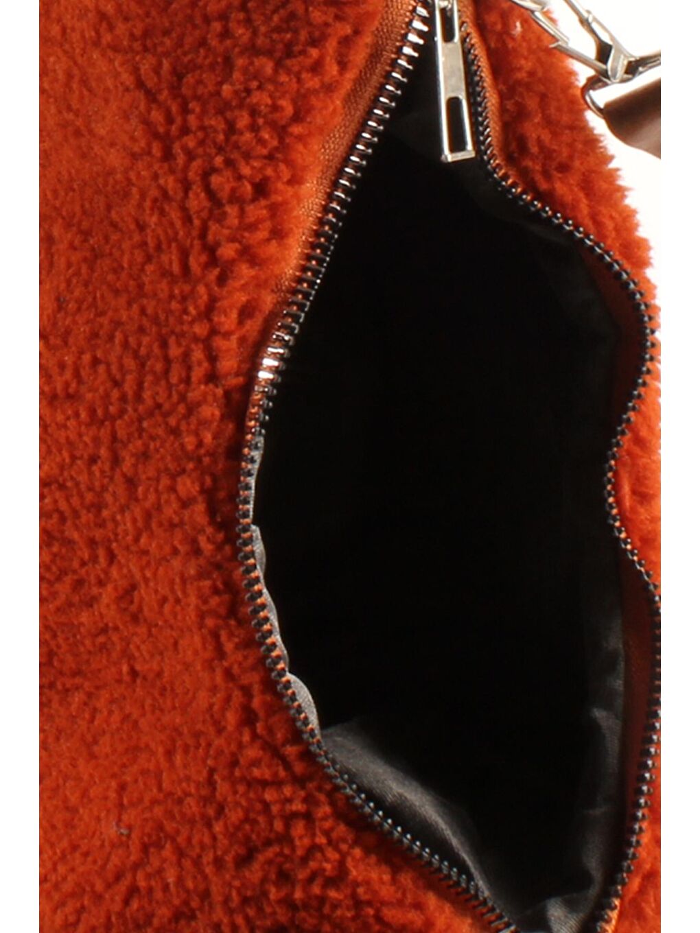 Kahverengi Kadın Çift Askılı Suni Kürklü-Peluş Baget Omuz Çantası (10716)-3