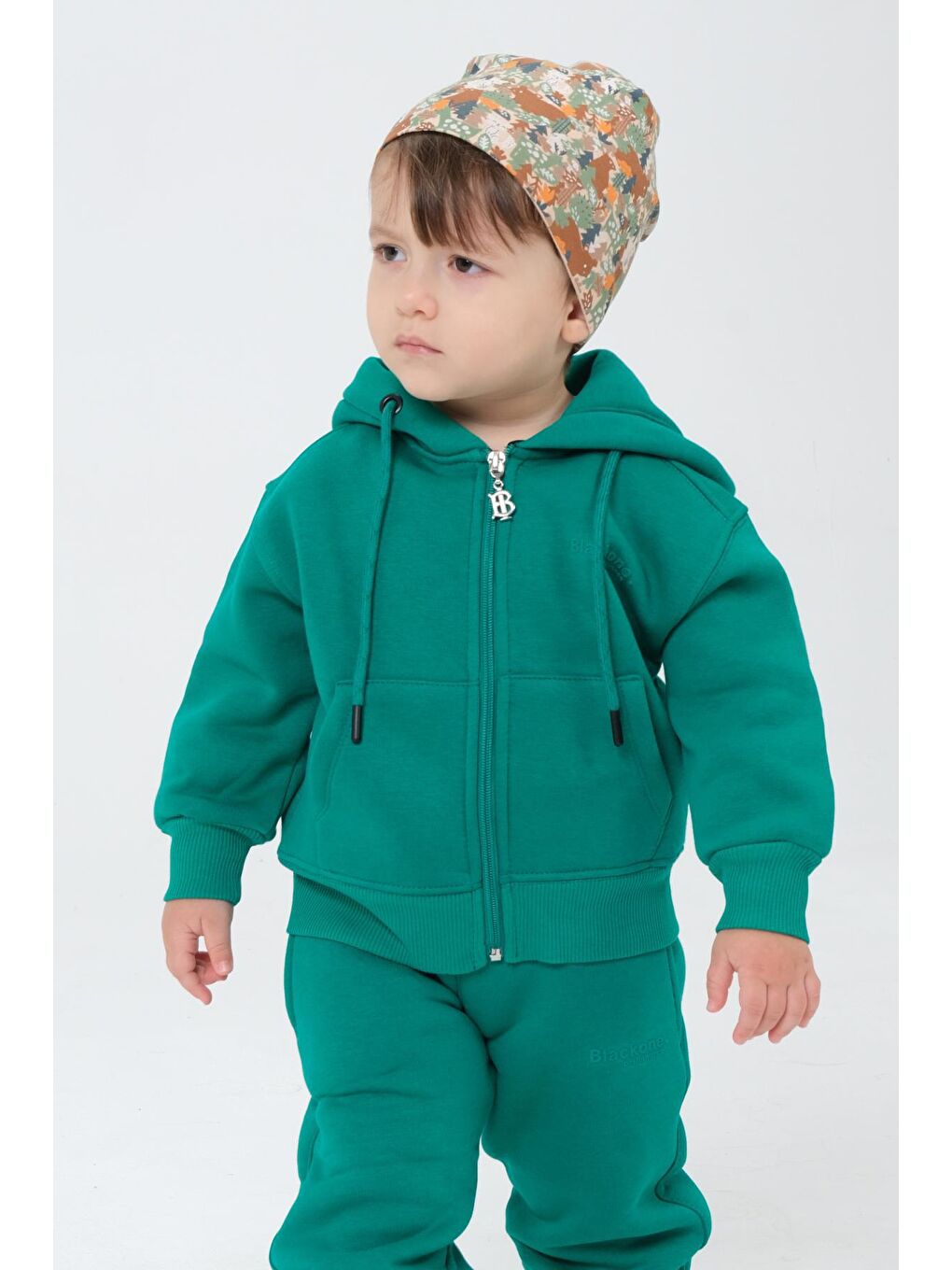 Yeşil Erkek Çocuk Kapüşonlu Eşofman Takımı-2