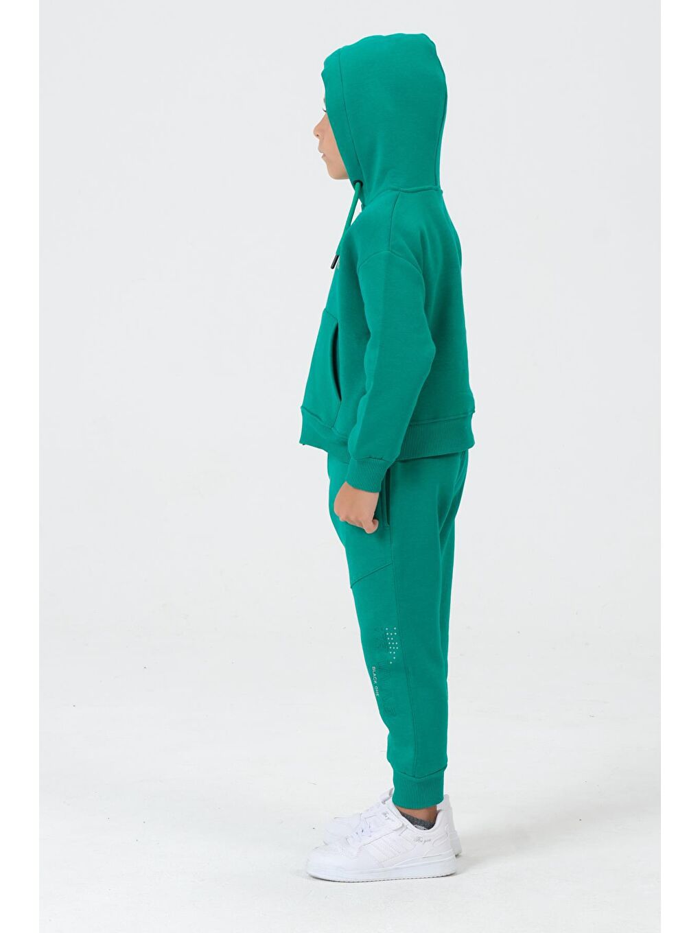 Yeşil Erkek Çocuk Kapüşonlu Eşofman Takımı-4