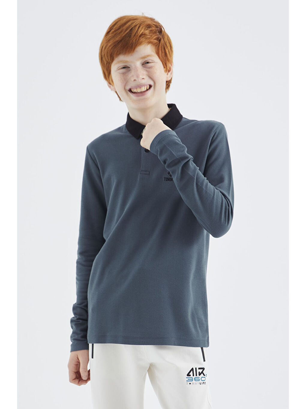 Orman Yeşili Polo Yaka Basic Erkek Çocuk Tişört - 11171