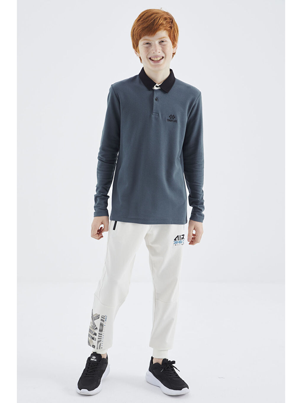 Orman Yeşili Polo Yaka Basic Erkek Çocuk Tişört - 11171-2