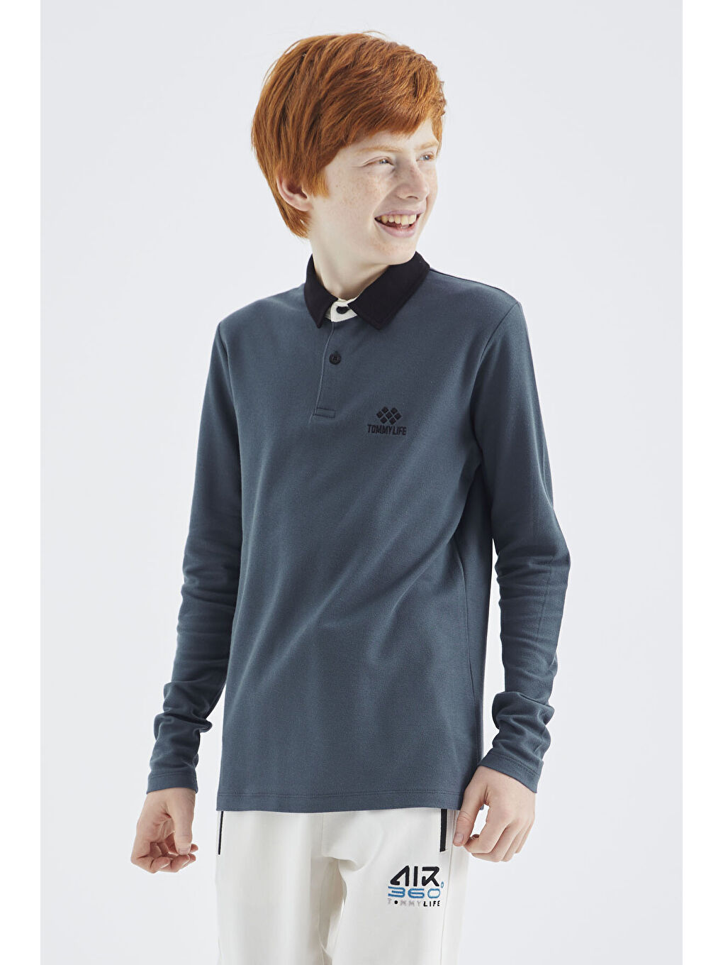 Orman Yeşili Polo Yaka Basic Erkek Çocuk Tişört - 11171-3